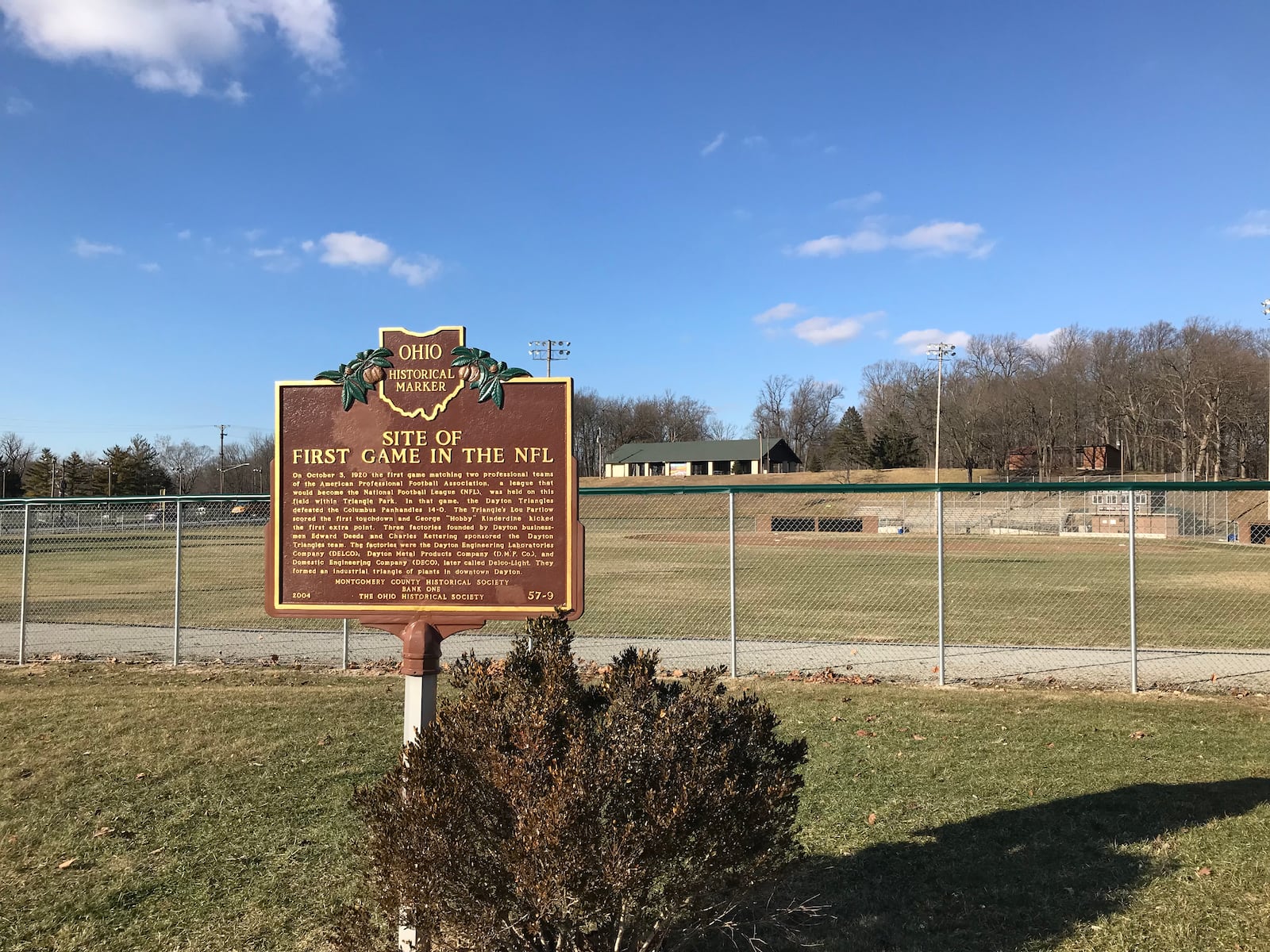 Views of Triangle Park in Dayton, Ohio, two days before Super Bowl LII.