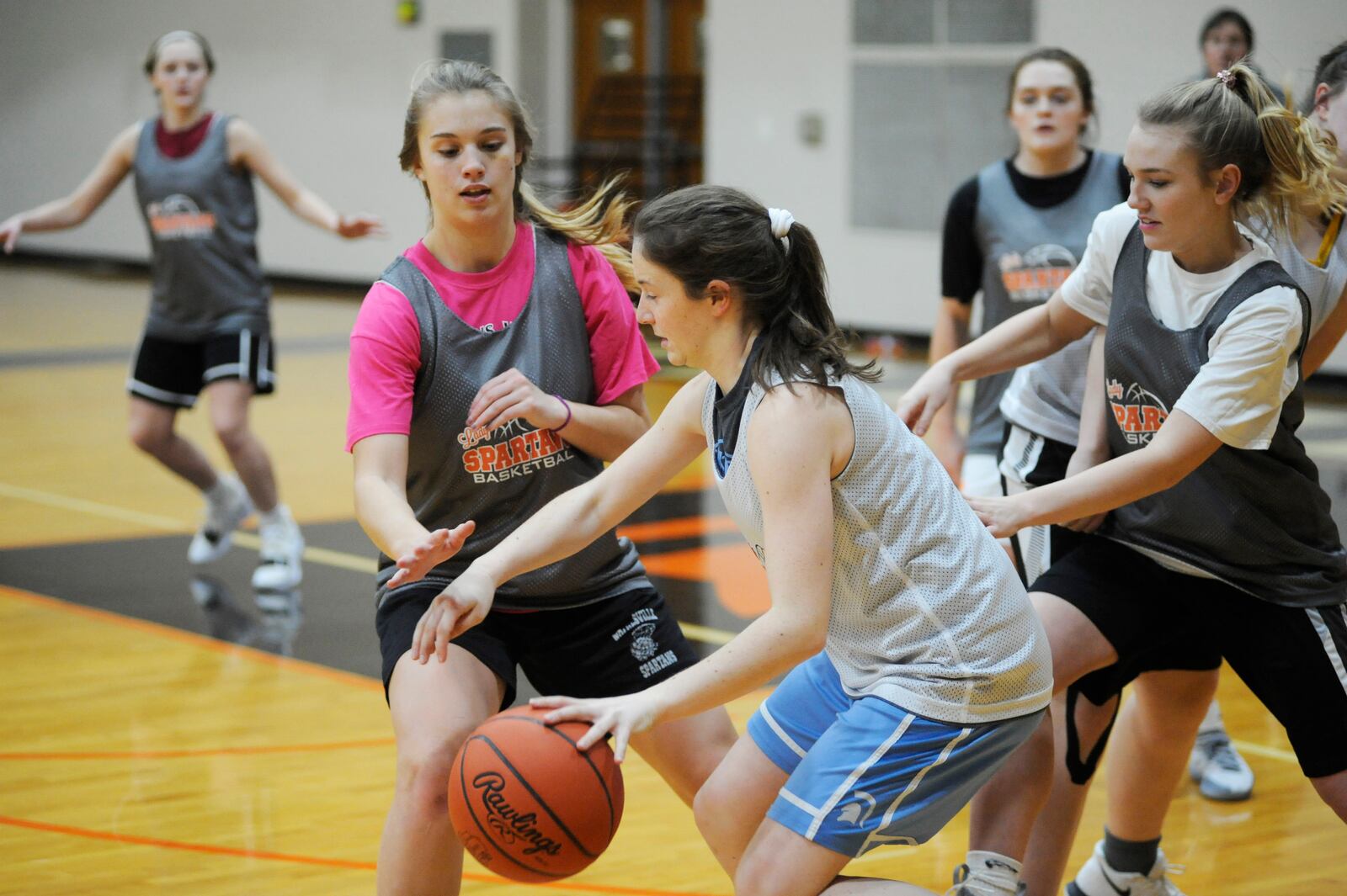 The unbeaten Waynesville High School girls basketball team practices on Wednesday, Jan. 23, 2019. MARC PENDLETON / STAFF