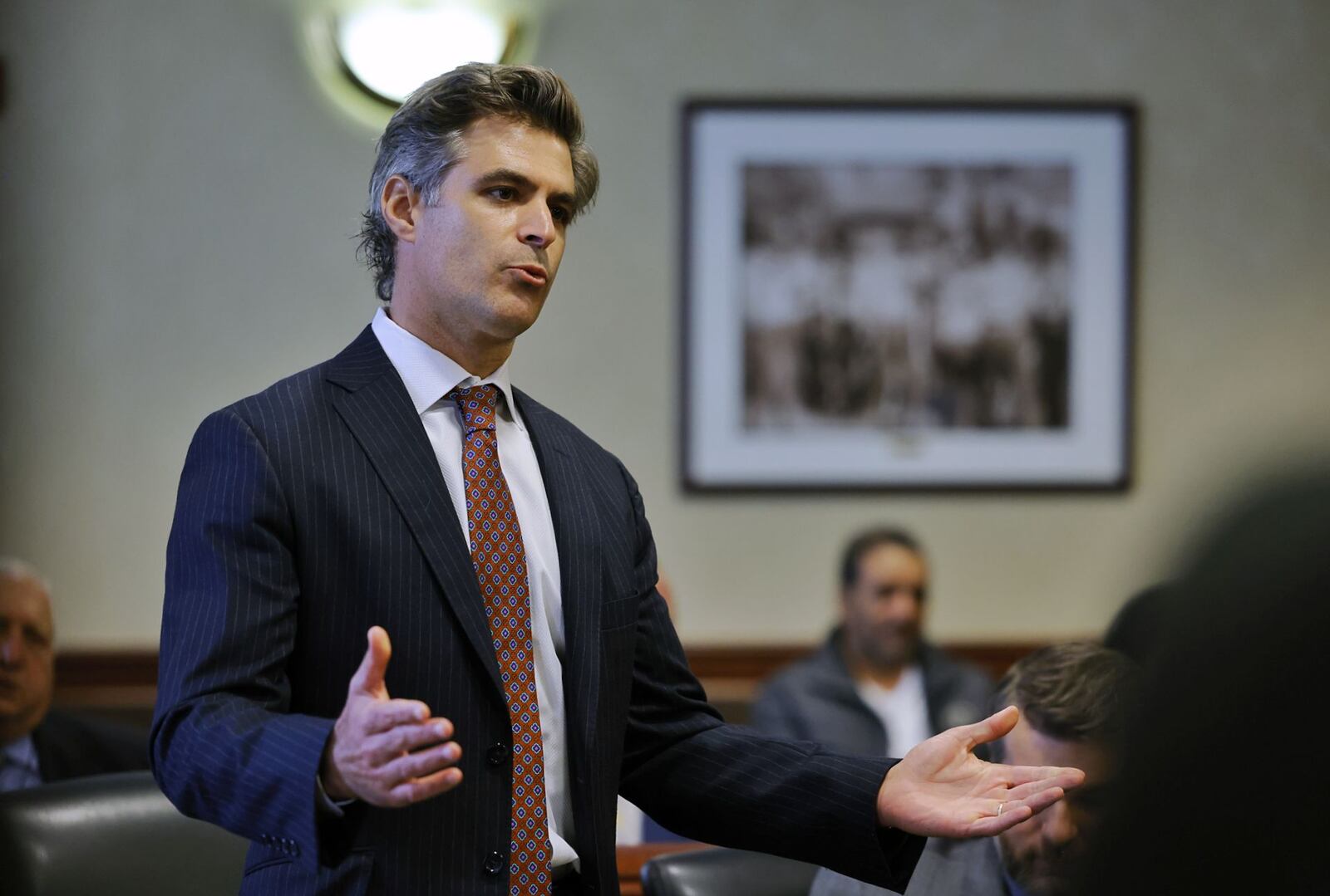 Defense attorney Charles M. Rittgers speaks on behalf of Gurpreet Singh, charged in a quadruple homicide in West Chester Township, during a hearing in Butler County Common Pleas Court Wednesday, Nov. 10, 2021 in Hamilton. NICK GRAHAM / STAFF