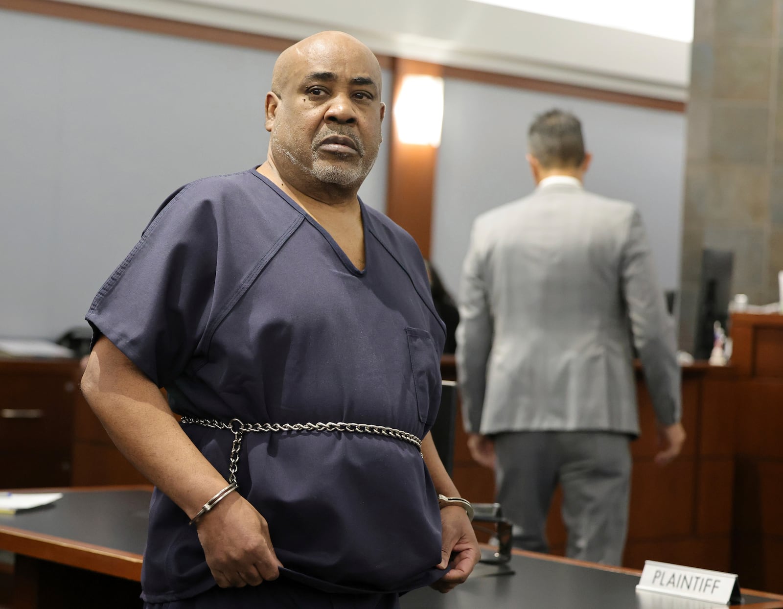 Duane “Keffe D” Davis arrives in court for a hearing on a motion to dismiss charges for his involvement in the 1996 killing of rapper Tupac Shakur, Tuesday, Jan. 21, 2025 in Las Vegas. (Ethan Miller/Pool Photo via AP)