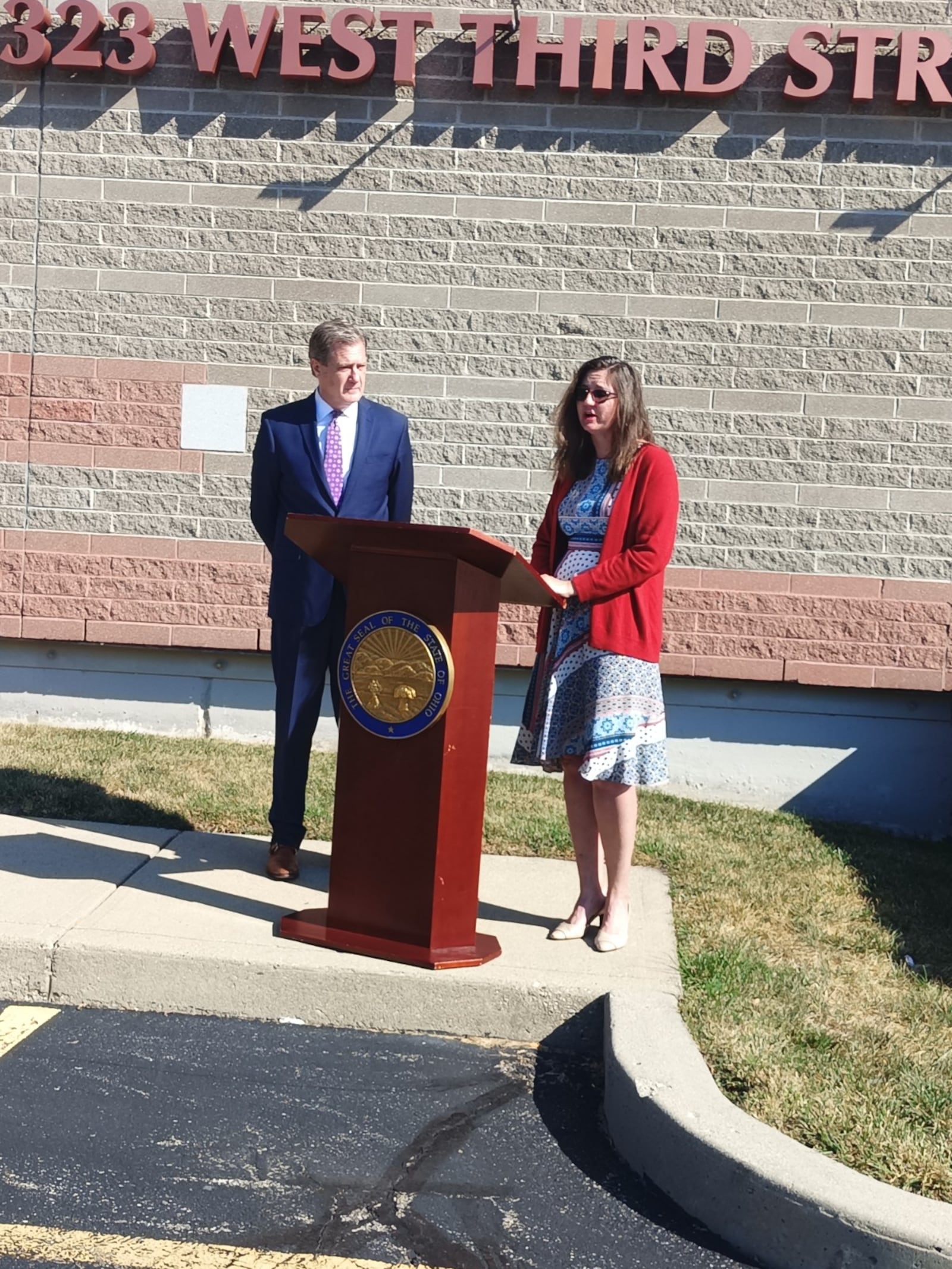 U.S. Rep Mike Turner (R-Dayton) with Tracey Waller, WIC program senior manager at Public Health - Dayton & Montgomery County, during a press conference on Thursday in Dayton. Waller discusses the recent baby formula shortage and struggles parents faced in finding formula earlier this year caused by a shut down at an Abbott Nutrition plant in Michigan. SAMANTHA WILDOW\STAFF