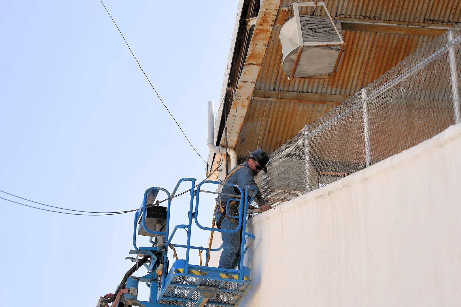 Crews do shoring work on the trusses of the grandstand before the 2021 Miami County Fair. CONTRIBUTED