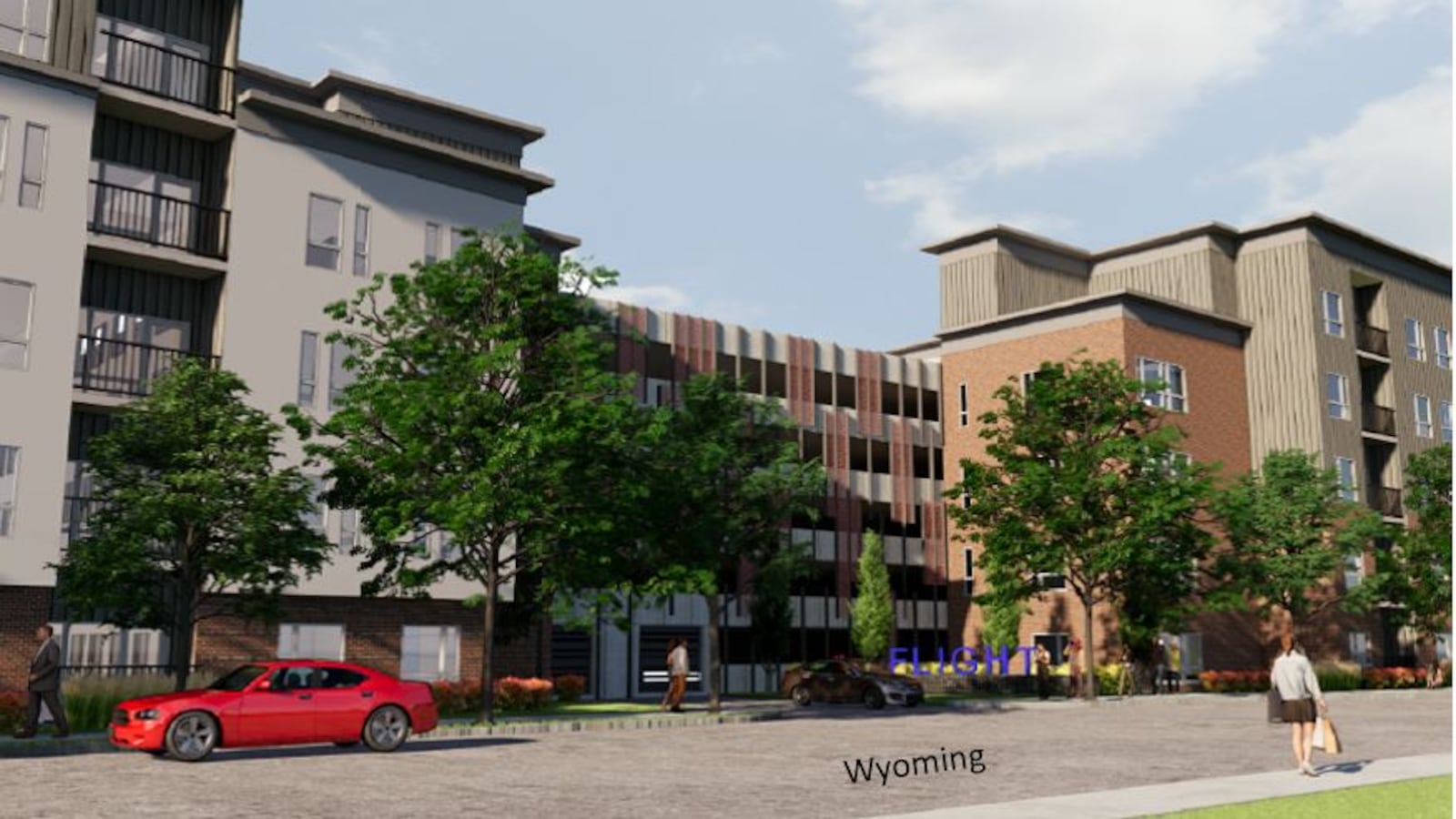 A rendering of The Flight, a proposed apartment project near Wyoming and Brown streets. CONTRIBUTED