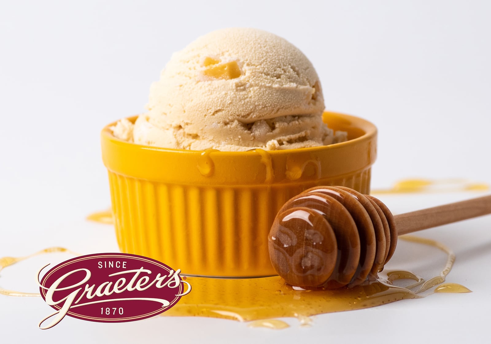 Honeycomb is made of a combination of molasses honeycomb candy ice cream with crunchy honeycomb pieces.