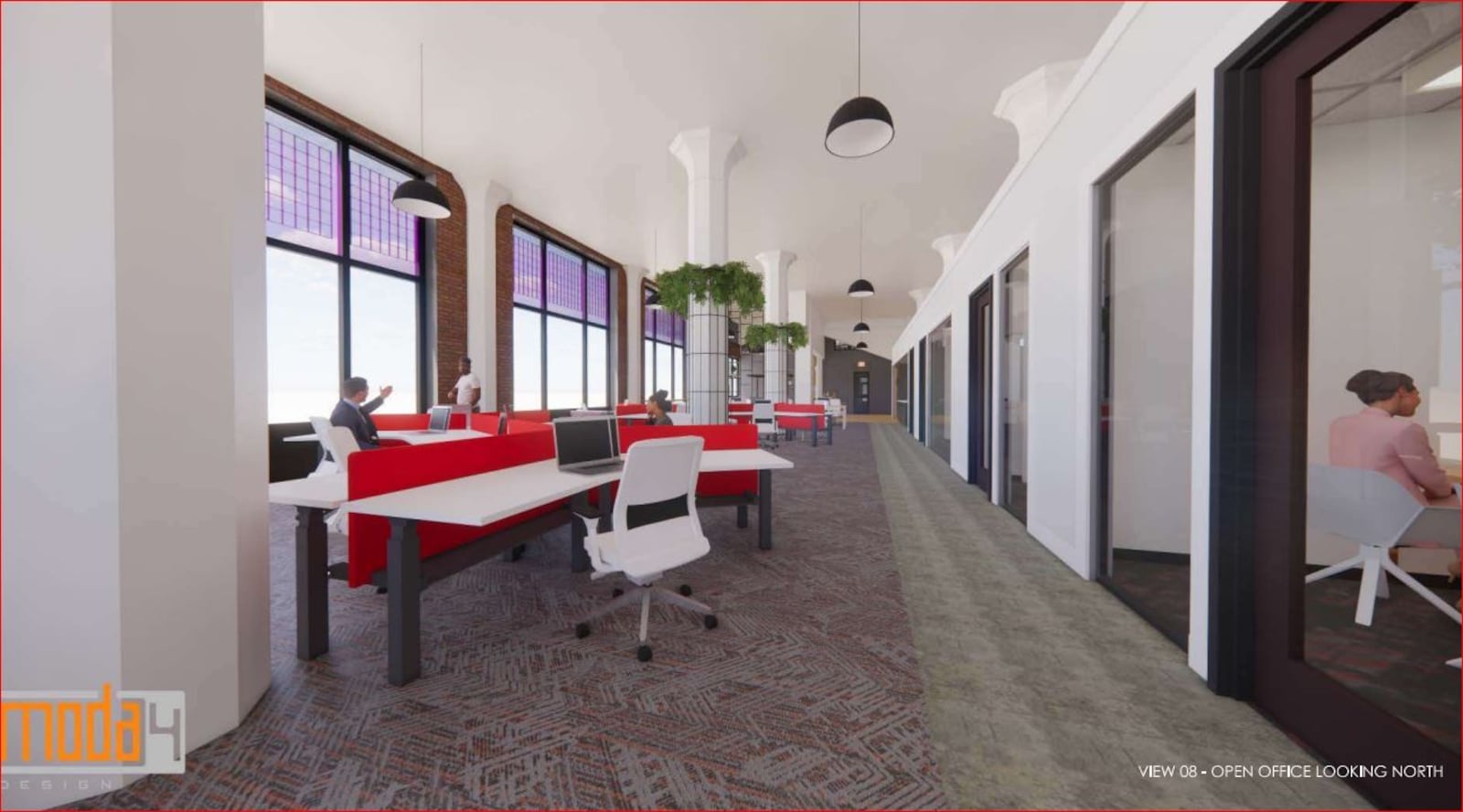 An artist's rendering of the downtown Dayton satellite office for food service equipment producer Henny Penny. Henny Penny image.