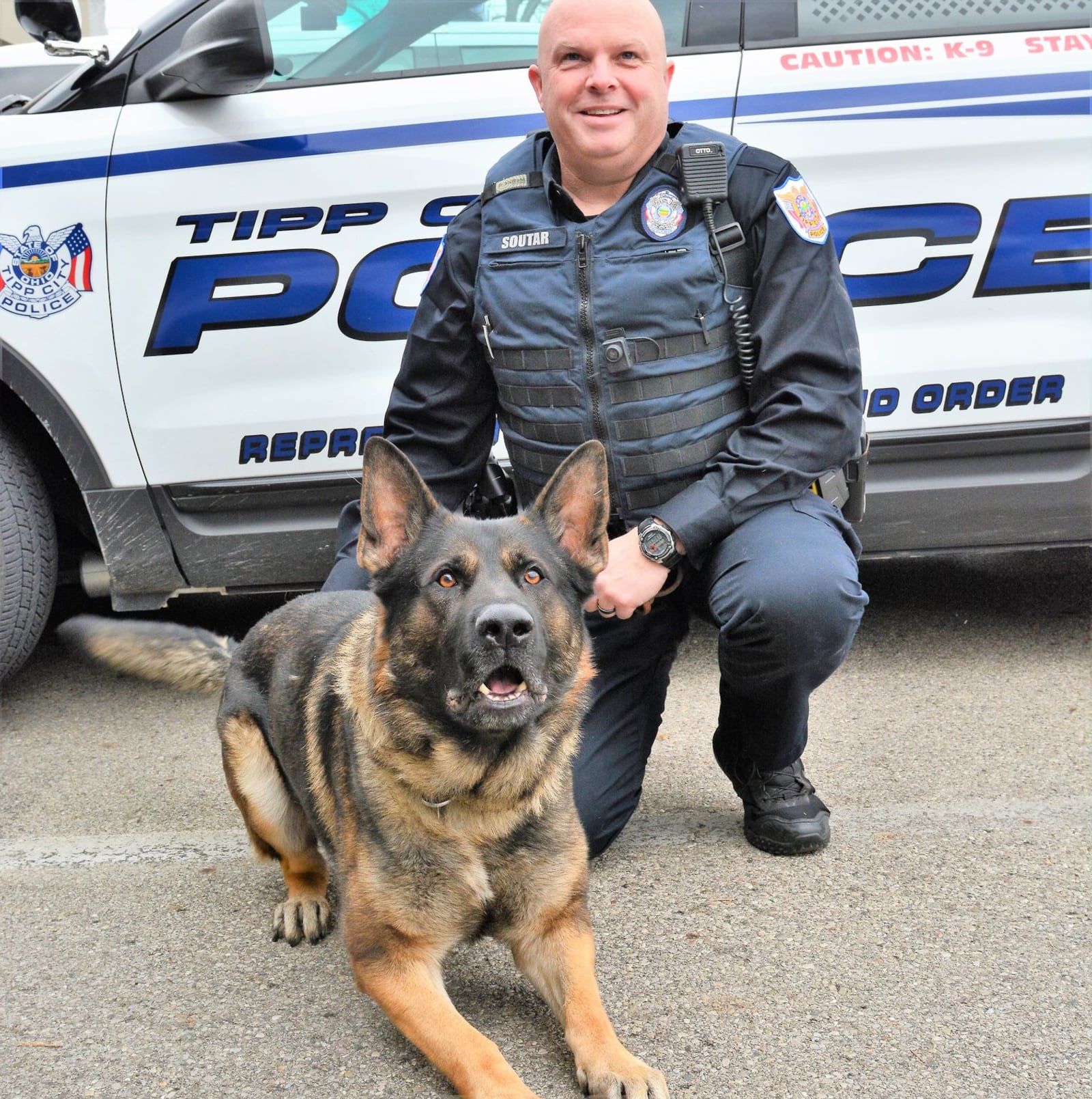 The Tipp City Police Department’s new K9 unit, Bob, and his handler Officer Darren “Duffy” Soutar. CONTRIBUTED