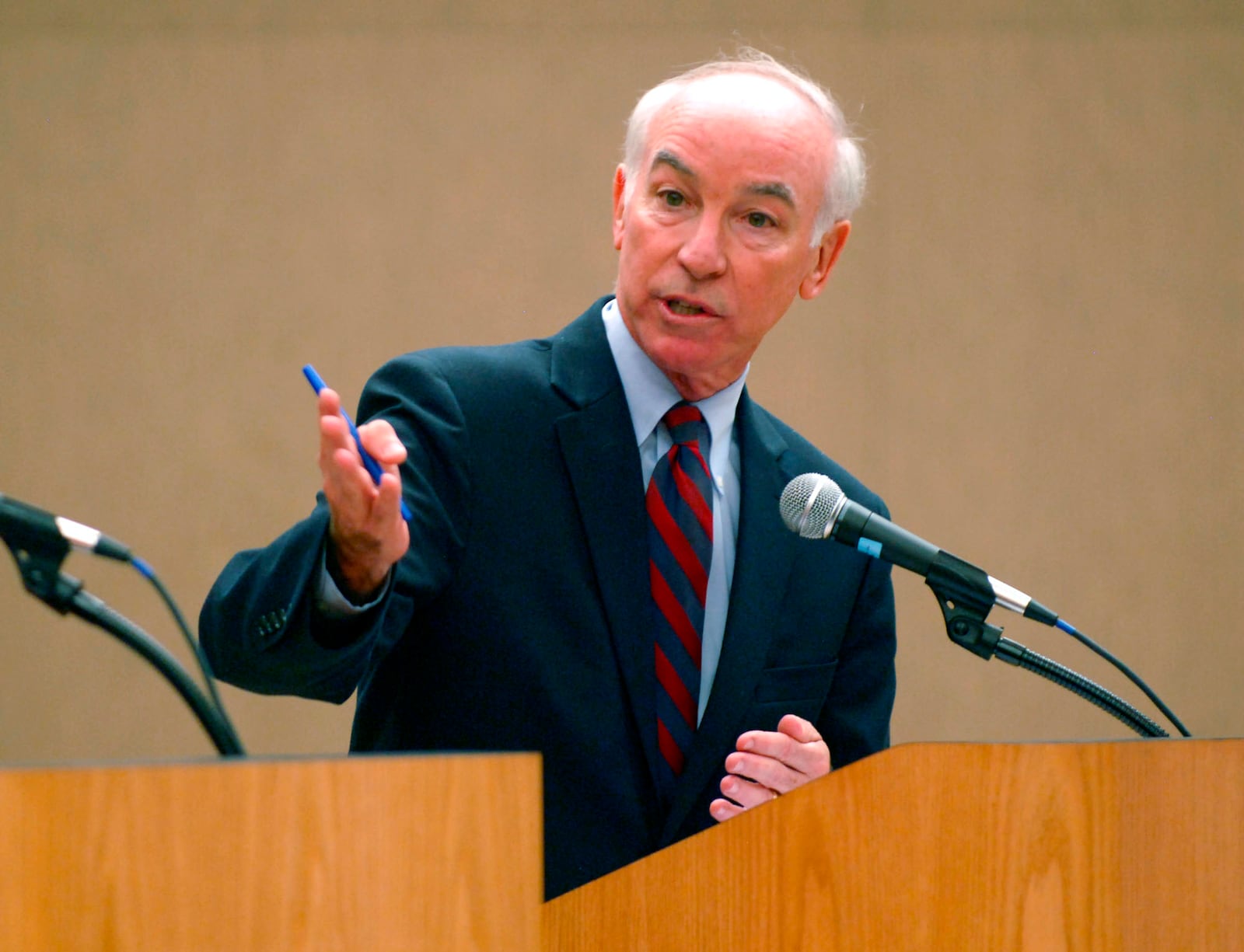 FILE - Democratic incumbent U.S. Rep. Joe Courtney speaks during the 2nd Congressional debate at Eastern Connecticut State University in Willimantic, Conn., Oct. 21, 2010. (Aaron Flaum/The Bulletin via AP, File)