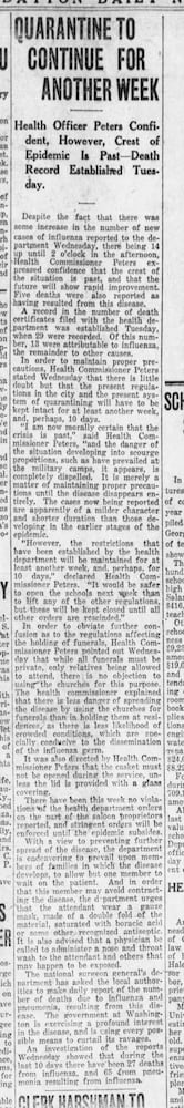 Images: Newspaper articles offer glimpse at Dayton during the 1918 Spanish influenza pandemic