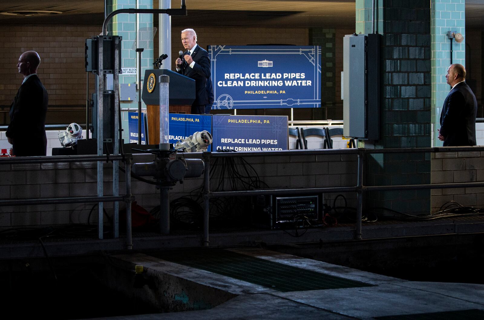 
                        FILE — President Joe Biden speaks at the Belmont Water Treatment Center in Philadelphia, Feb. 3, 2023. A string of unexpected impediments could hold up progress on Biden’s promise to remove every lead pipe in America by 2031, officials say. “I felt like my body was poisoned,” said Vance, whose son tested for elevated levels of lead as a baby. (Al Drago/The New York Times)
                      