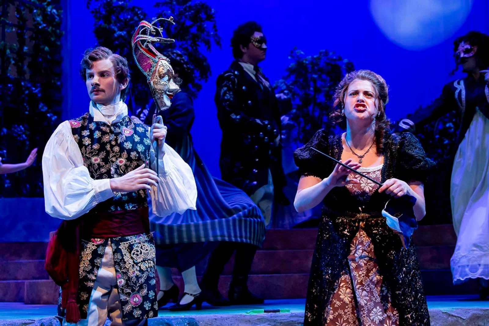 From left: Orion Carter (Signior Benedick) and Alexis Wentworth (Beatrice) in Wright State University's production of "Much Ado About Nothing." WRIGHT STATE THEATRE