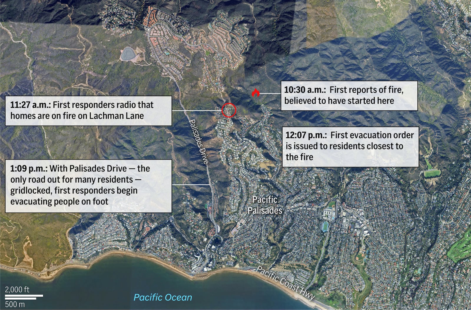 How early evacuations unfolded in the Palisades Fire Jan. 7. (AP Graphic)