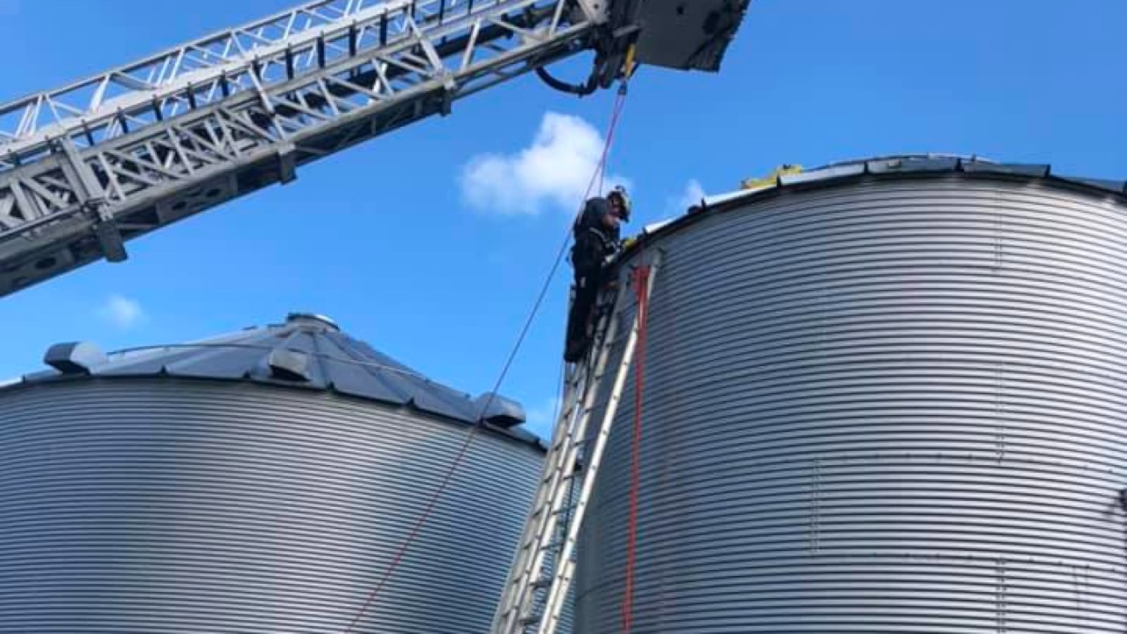 Jay Butterfield was trapped inside a grain silo on May 30, 2019, at his farm on Timberman Road in Ross Twp. WCPO