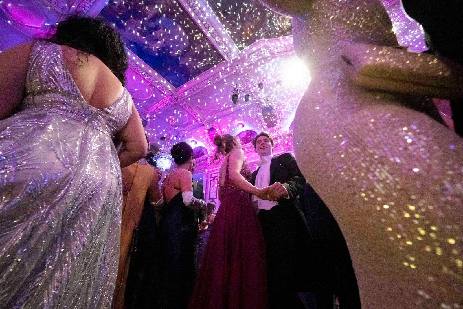 People dance after the opening ceremony of the Lawyers' Ball in Vienna, Austria, Saturday, March 1, 2025. (AP Photo/Denes Erdos)