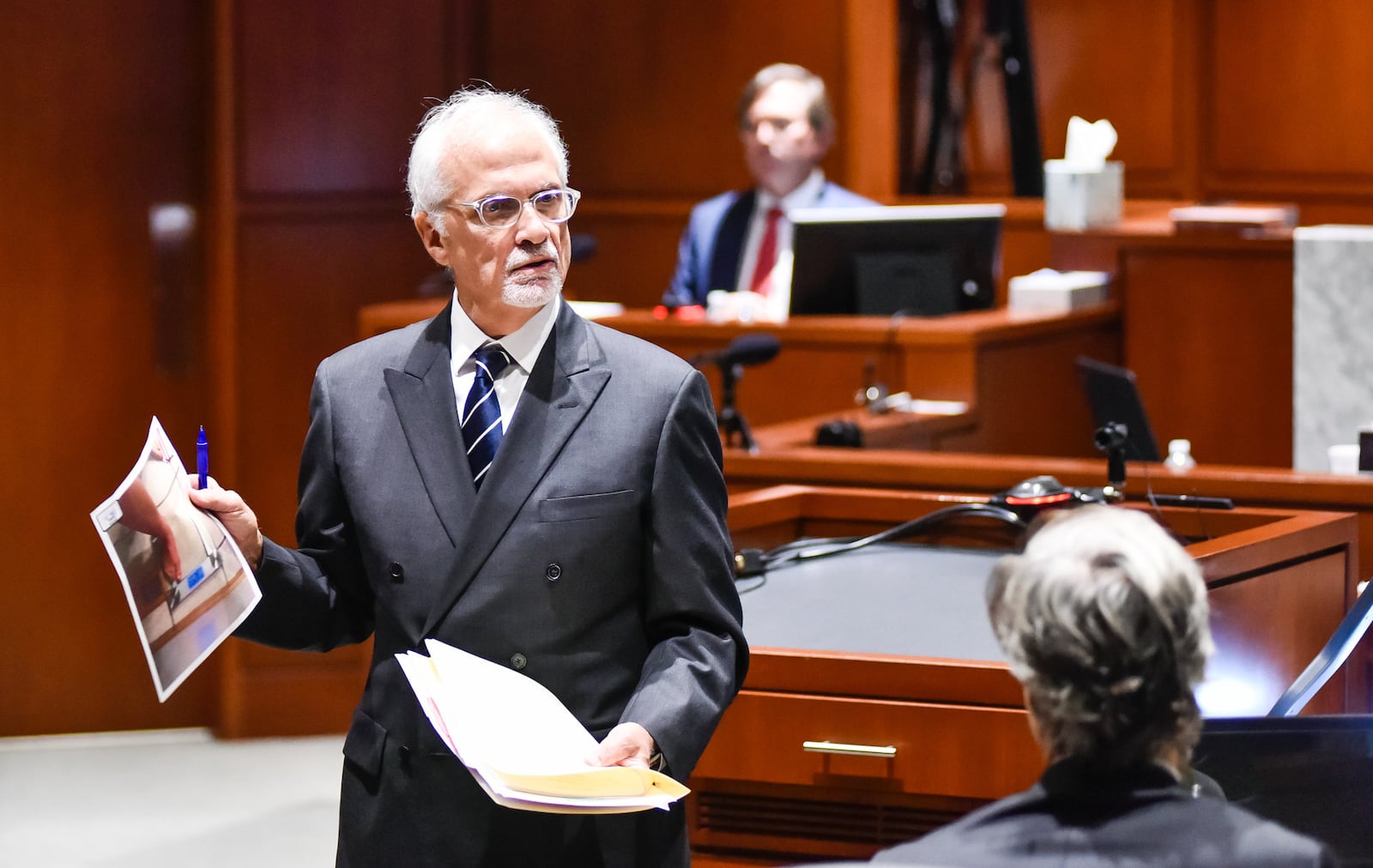 Defense attorney Charles H. Rittgers finishes questioning a witness during the trial for Brooke "Skylar" Richardson in the Warren County Common Pleas Court Tuesday, September 10, 2019. The 20-year-old is accused of killing and burying her baby in the backyard of her Carlisle home. Richardson was charged with aggravated murder, involuntary manslaughter, gross abuse of a corpse, tampering with evidence and child endangering in the death of her newborn infant. The judge dismissed the tampering with evidence charge Monday after arguments from both sides. She faces the possibility of life in prison. NICK GRAHAM/JOURNAL-NEWS/POOL