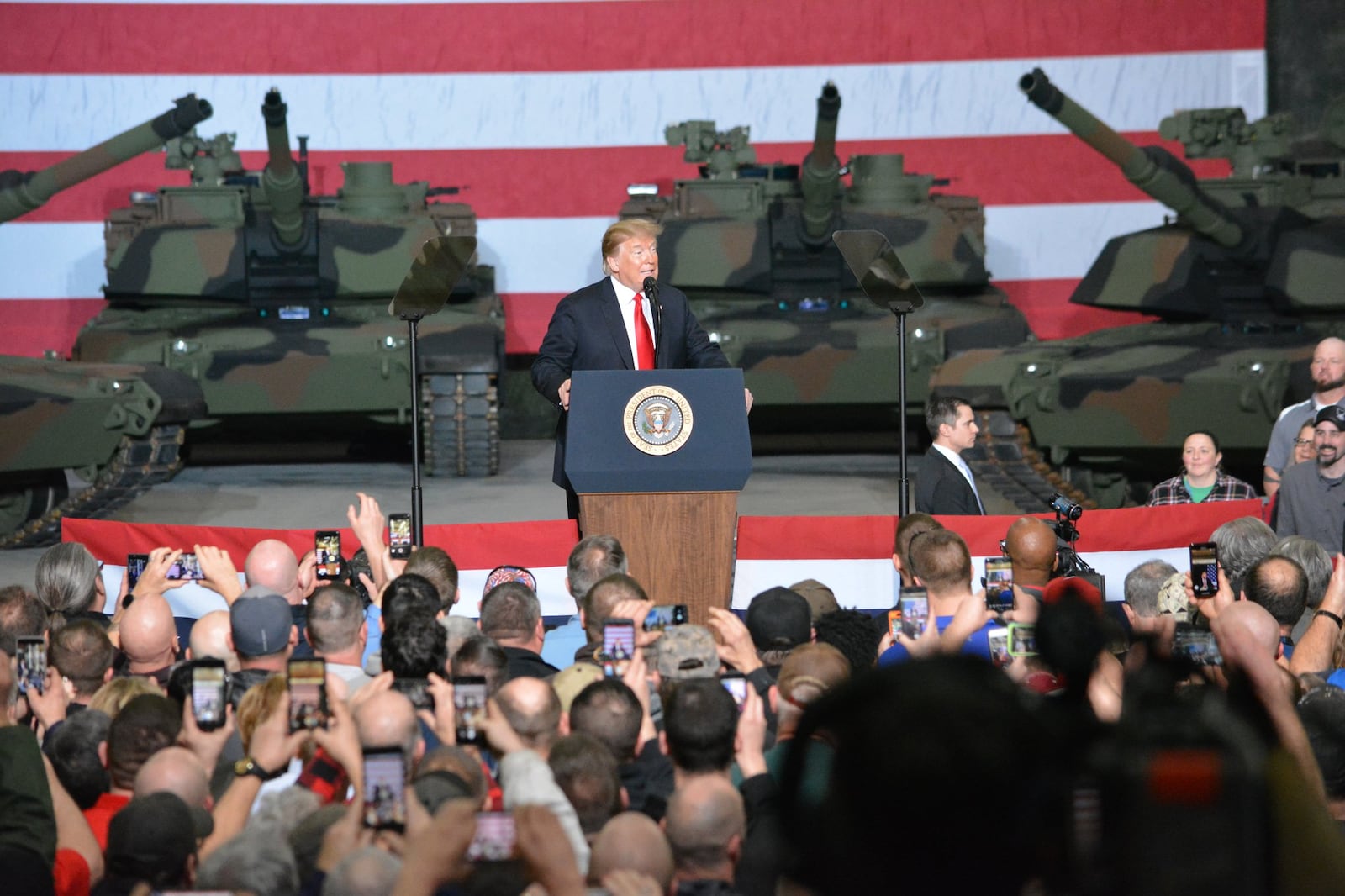 President Donald Trump at the Lima tank plant on Wednesday. Photo by Jim Otte.