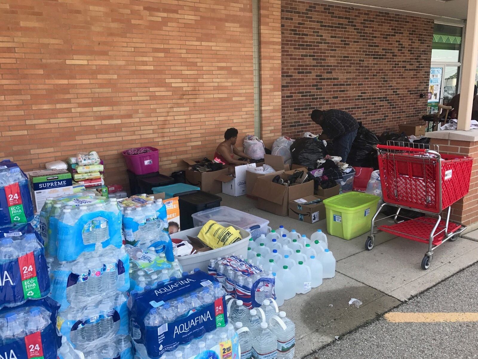 Some of the goods collected by the Wright Way Foundation at the Big Lots on Salem Avenue in Trotwood. Tom Archdeacon/STAFF