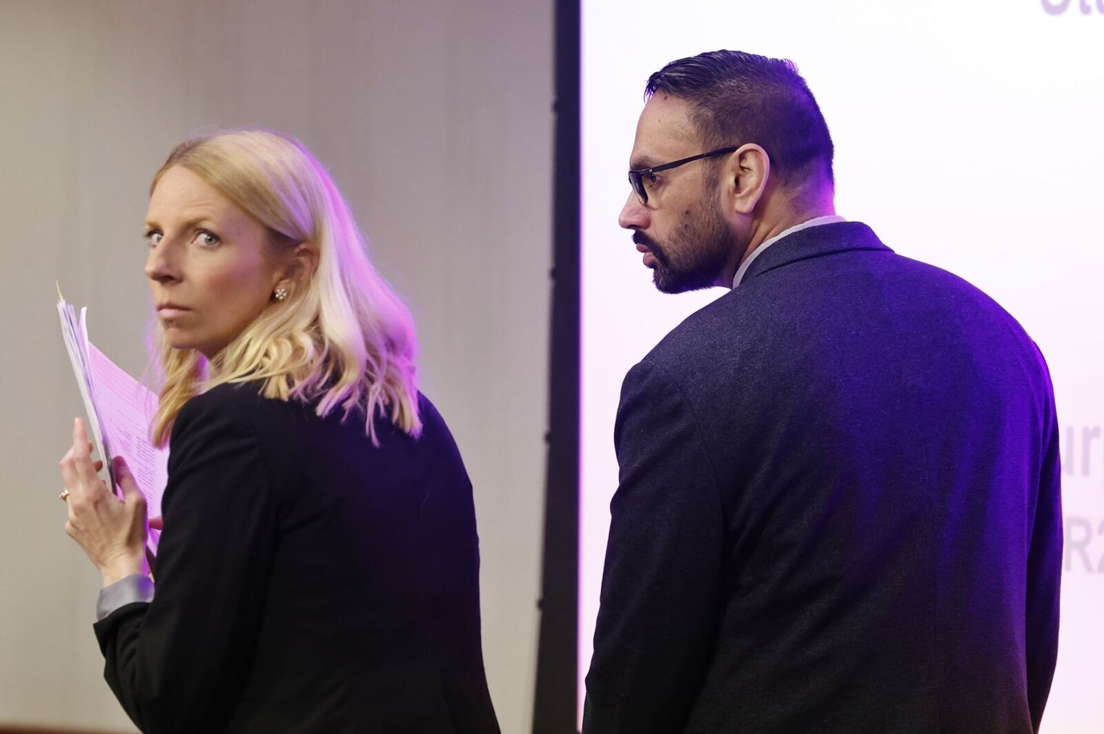 Gurpreet Singh and defense attorney Alexandra Deardorff Monday his retrial for for a West Chester quadruple homicide NICK GRAHAM/STFF