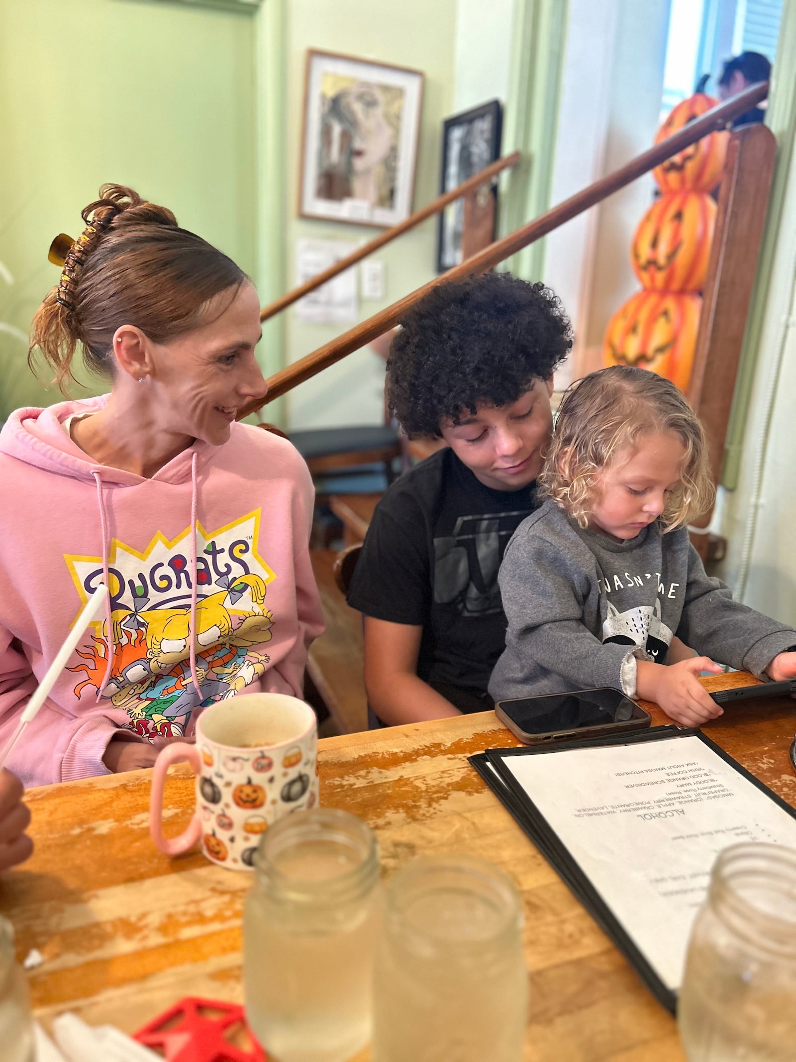 Edie Philbeck and two of her kids at the Butter Cafe in Dayton (photo by Rebecca Gale)