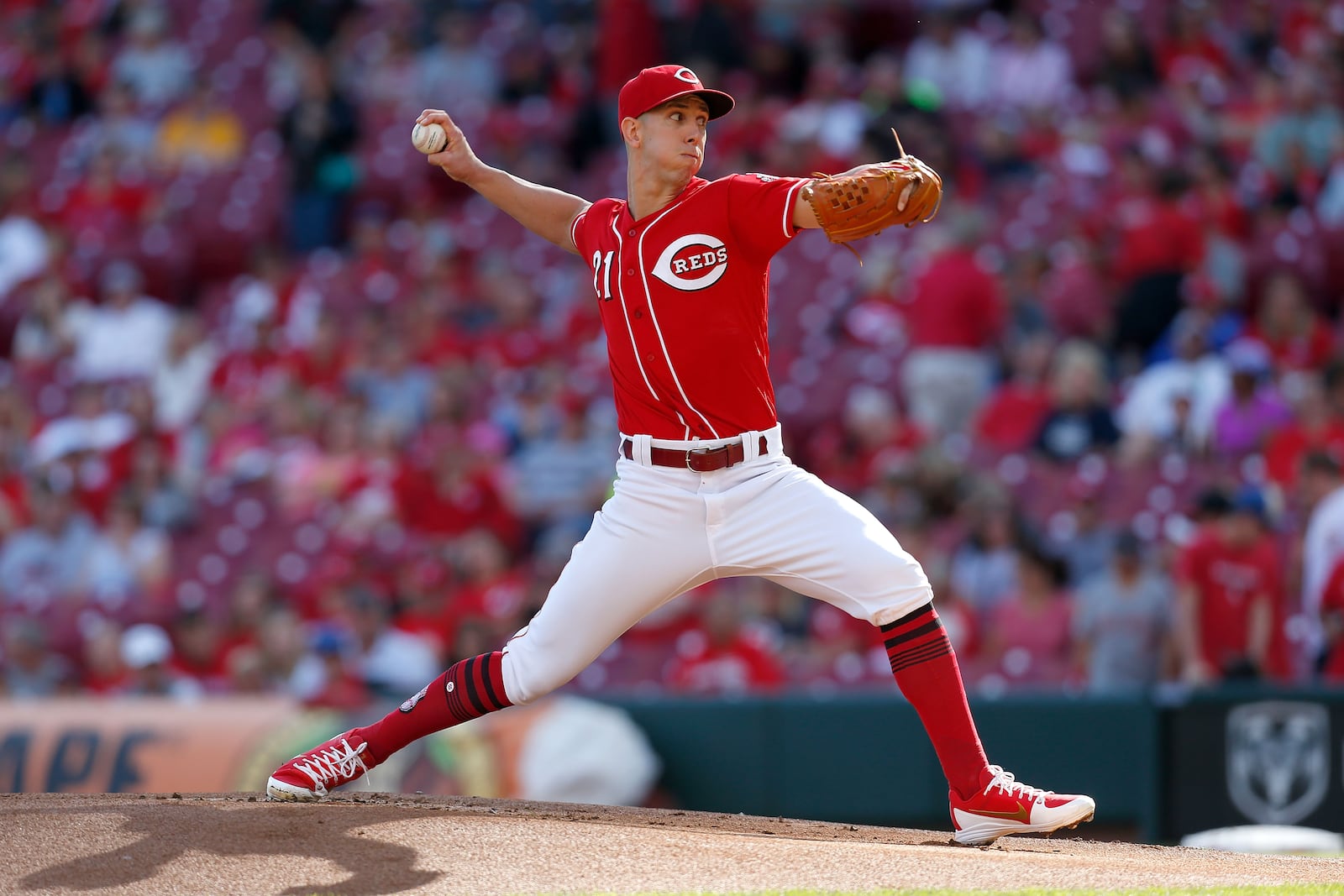 CINCINNATI, OH - SEPTEMBER 29:  Michael Lorenzen #21 of the Cincinnati Reds throws a pitch during the first inning of the game against the Pittsburgh Pirates at Great American Ball Park on September 29, 2018 in Cincinnati, Ohio. (Photo by Kirk Irwin/Getty Images)