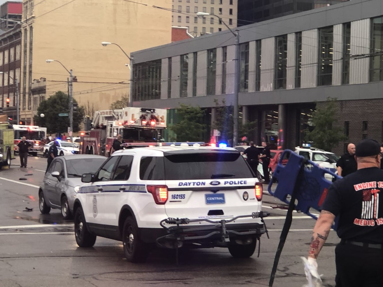 Police cruisers involved in accident near Main Library