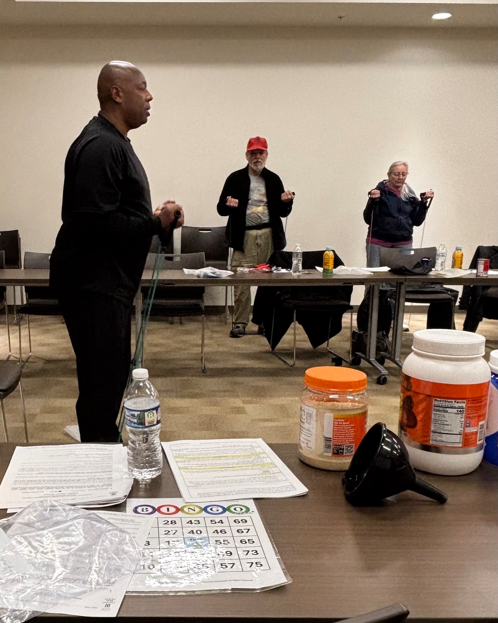 Instructor James Keys, of Central State University Extension, leads a Bingocize session - DEBBIE JUNIEWICZ