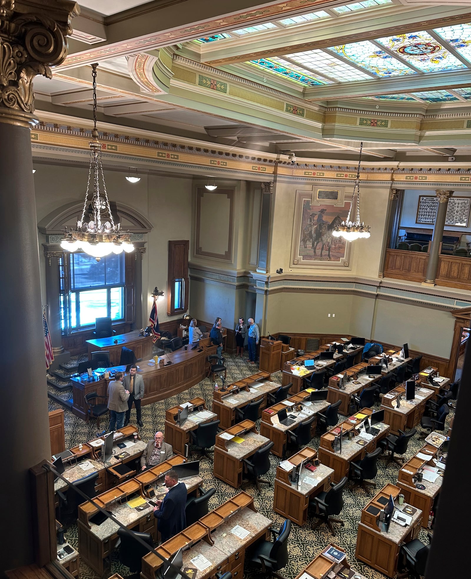 The Wyoming House of Representatives, where Freedom Caucus lawmakers have taken majority control, is seen Monday, Jan. 13, 2025, in Cheyenne, Wyo. (AP Photo/Mead Gruver)