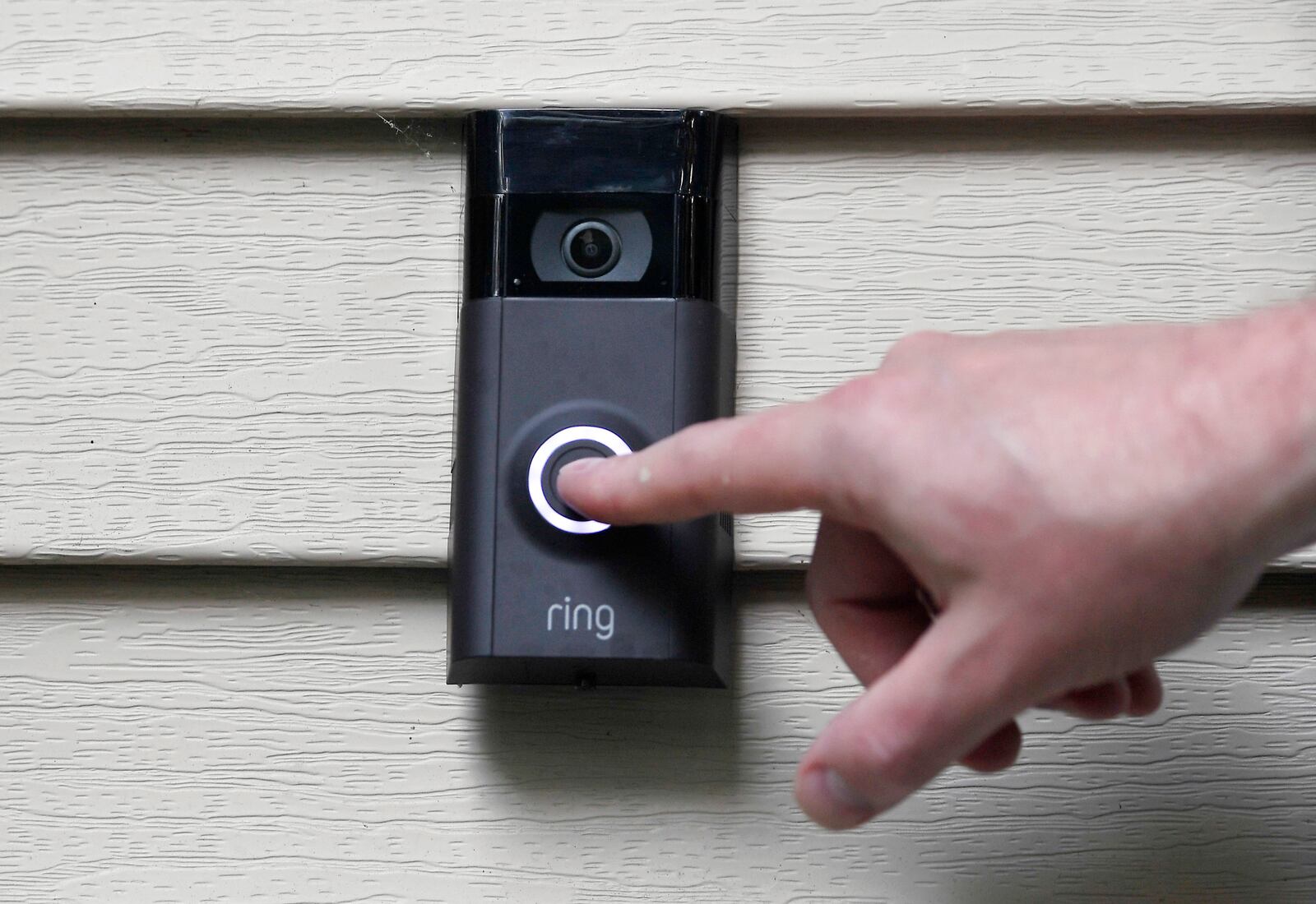 FILE - A Ring doorbell camera. (AP Photo/Jessica Hill, File)