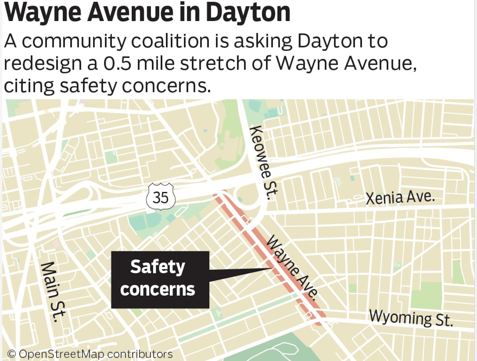 The stretch of Wayne Avenue community members want to see redesigned. CONTRIBUTED