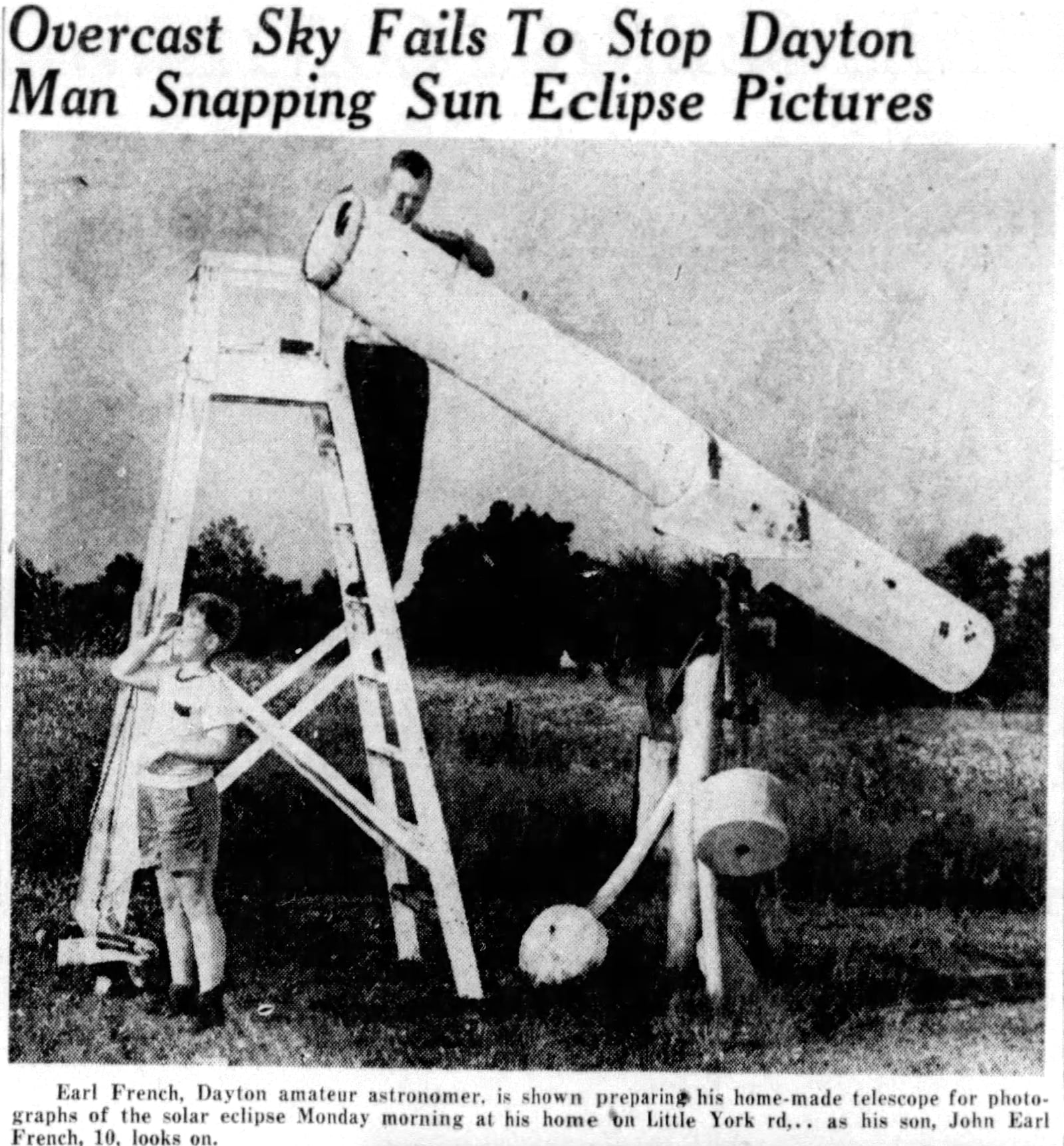 Newspaper coverage of the partial solar eclipse of July 9, 1945. DAYTON DAILY NEWS ARCHIVES