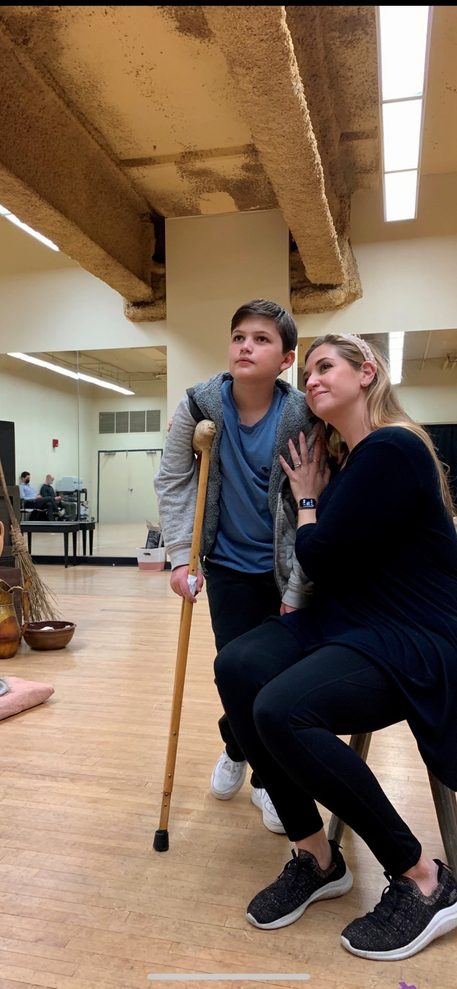 Aaron Exman (Aamhl Cover and Page Apprentice) and Rebecca Krynski Cox (Amahl's Mother) in rehearsal for Dayton Opera's production of "Amahl and the Night Visitors." CONTRIBUTED