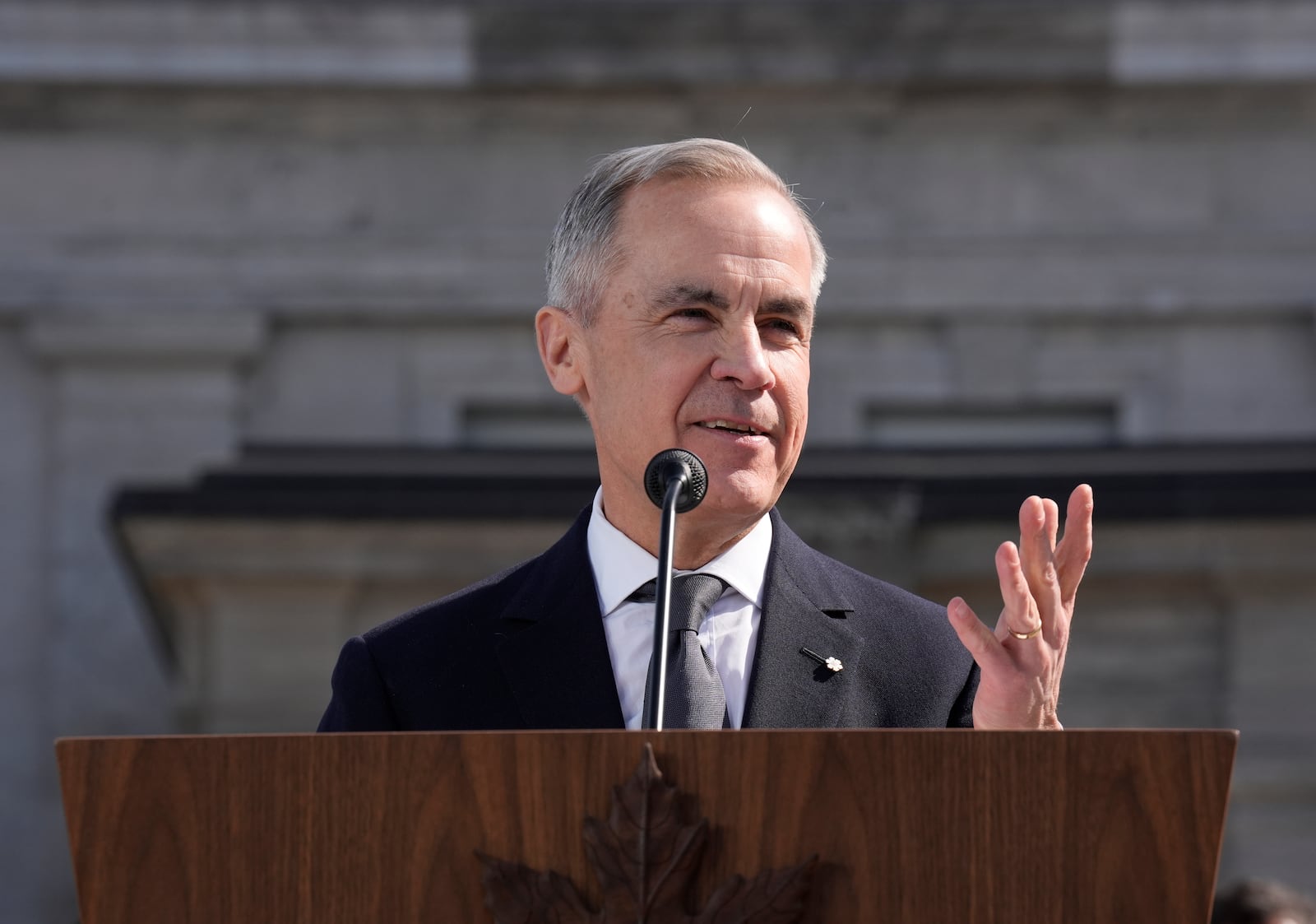 Prime Minister Mark Carney following a swearing in ceremony at Rideau Hall in Ottawa on Friday, March 14, 2025. (Adrian Wyld /The Canadian Press via AP)