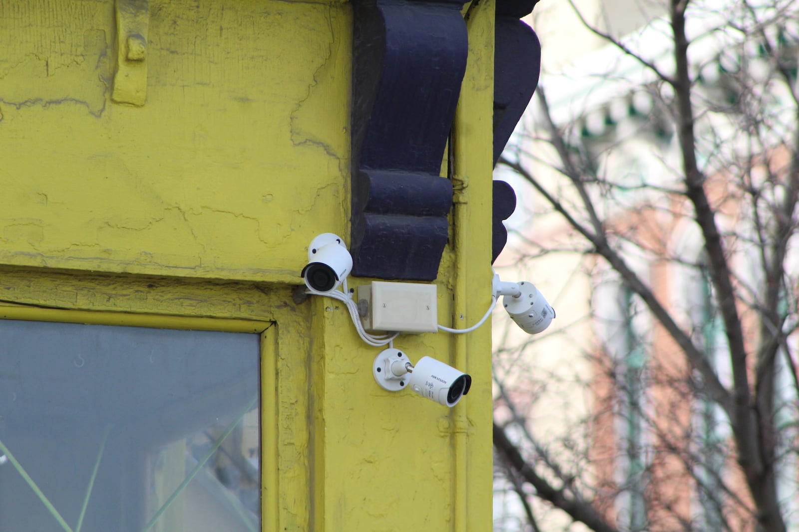 Security cameras on the outside of a business in the Oregon District. CORNELIUS FROLIK / STAFF