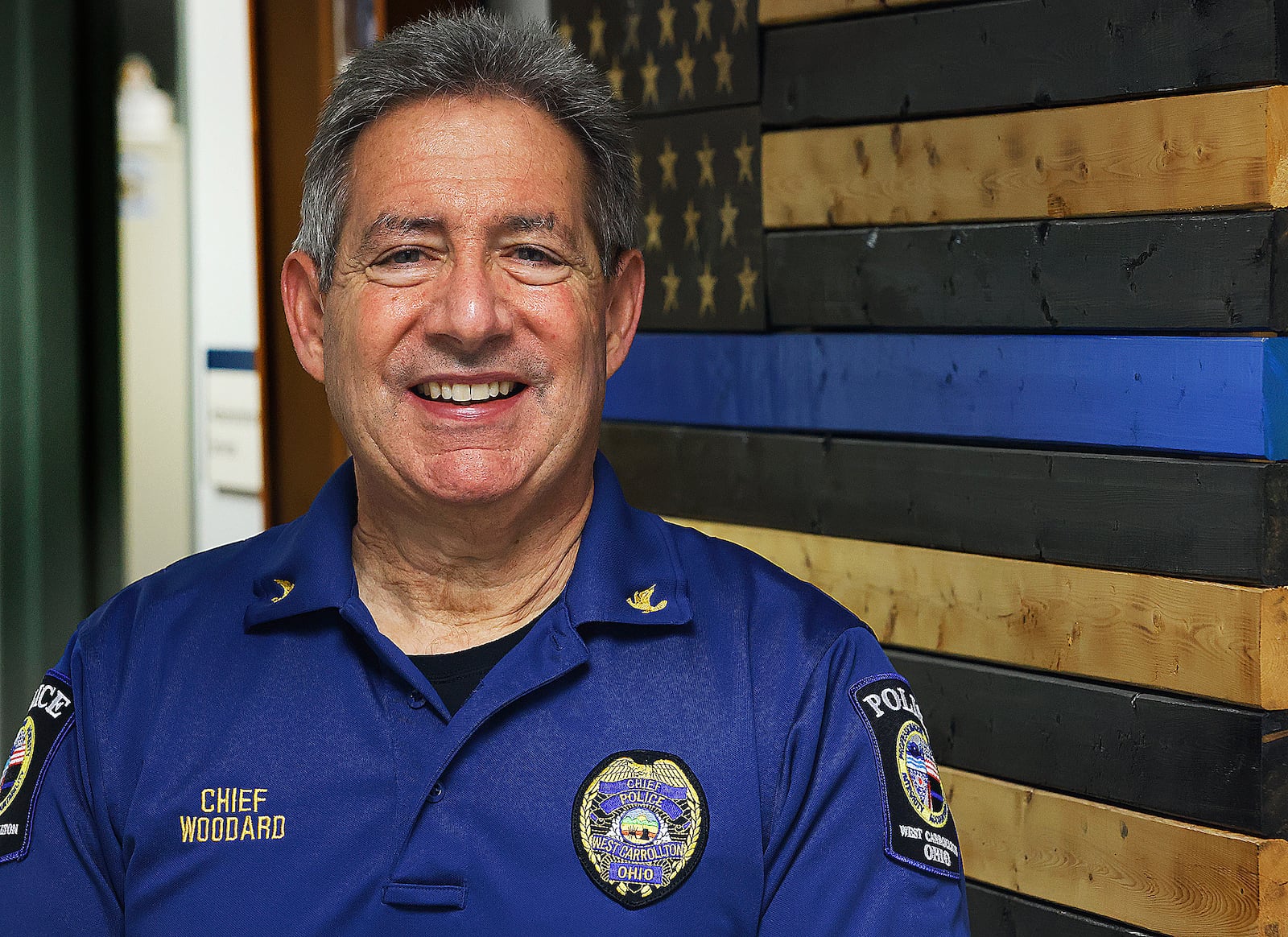 Chief Doug Woodard is retiring Sunday, March 9, after 40 years in law enforcement, 37 of them with West Carrollton. Woodard has been the city's police chief since 2013. MARSHALL GORBY\STAFF