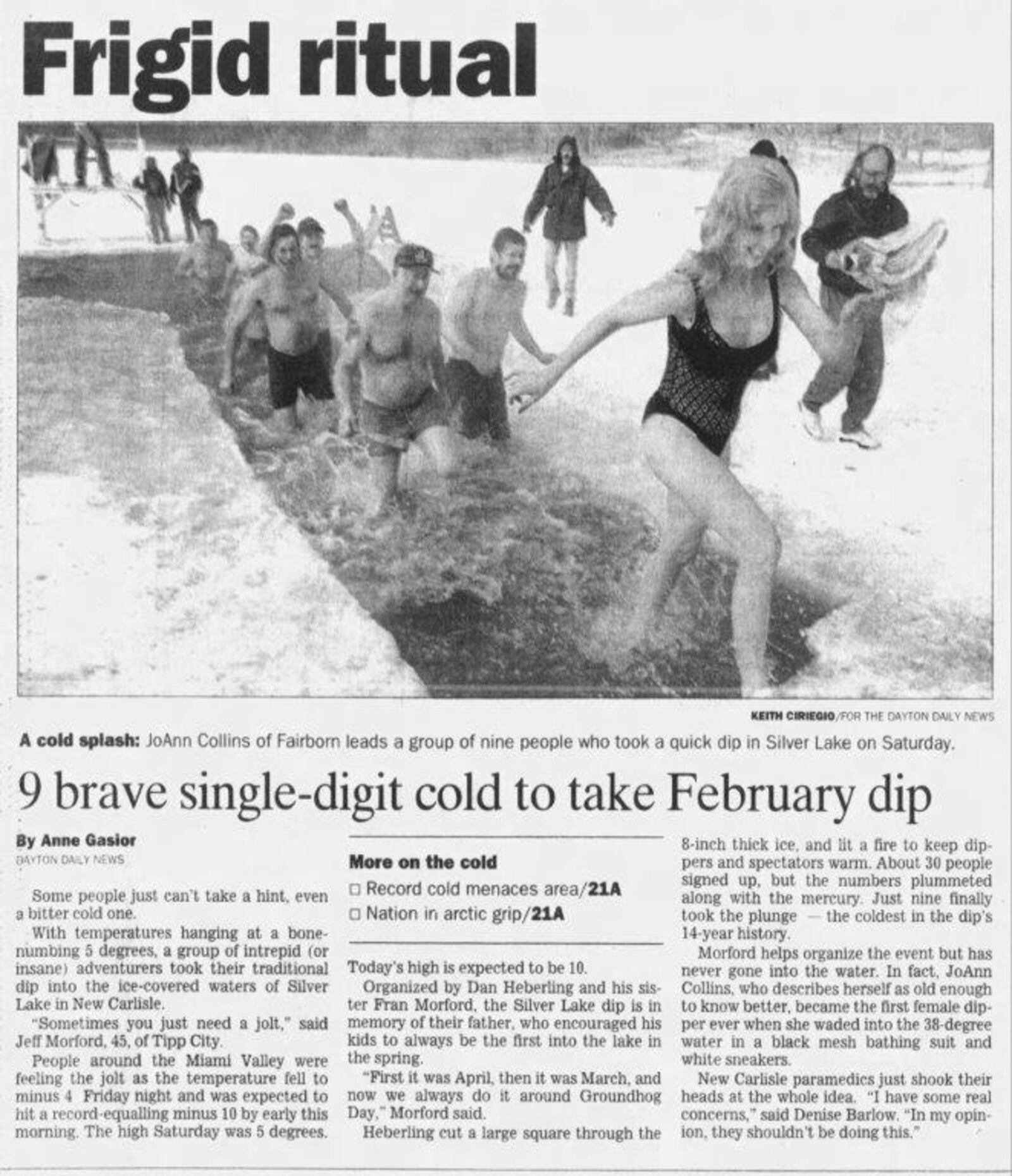 Dayton Daily News front page of Feb. 4, 1996.