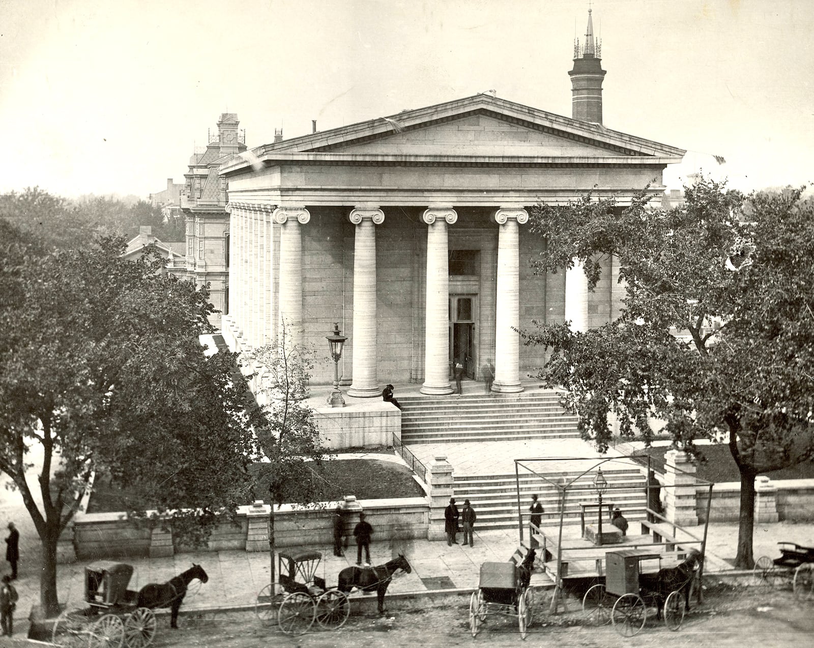 The Old Court House in downtown Dayton was completed in 1850 and is considered one of the best examples of Greek Revival style courthouses in the nation according to Dayton History. The limestone construction material came from a local quarry. This photograph was taken in 1878. DAYTON METRO LIBRARY