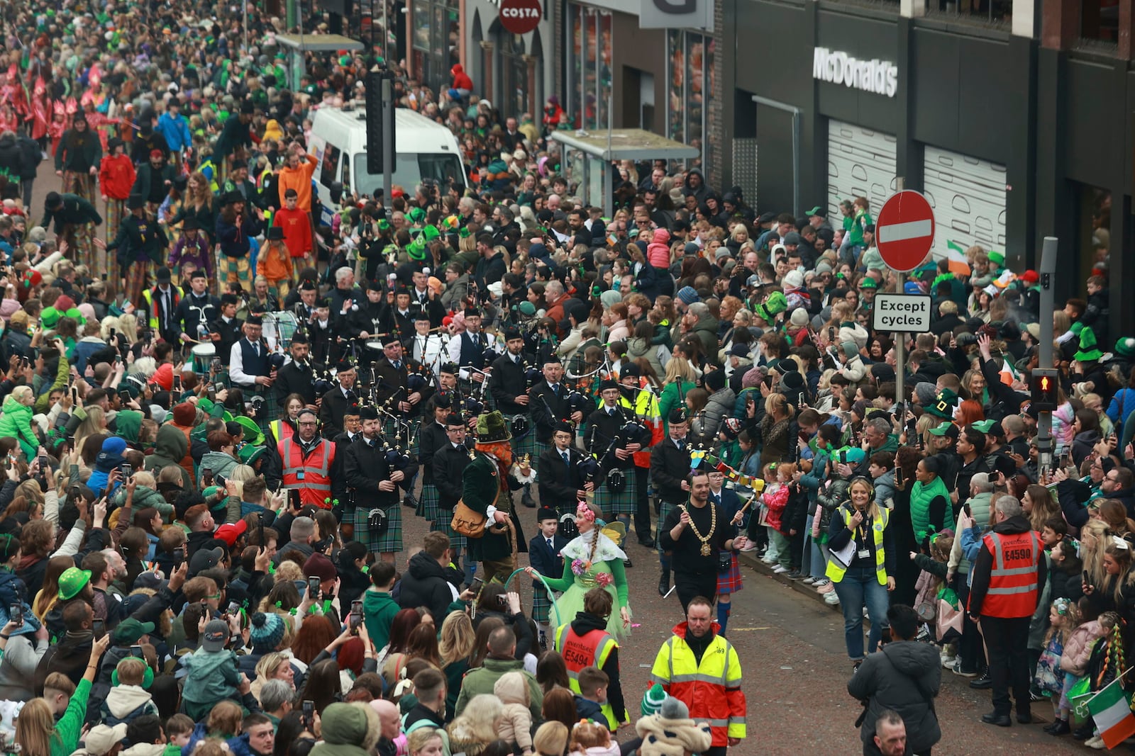 Performers take part in the St Patrick's Day Parade in Belfast, Northern Ireland, Monday March 17, 2025. (Liam McBurney/PA via AP)