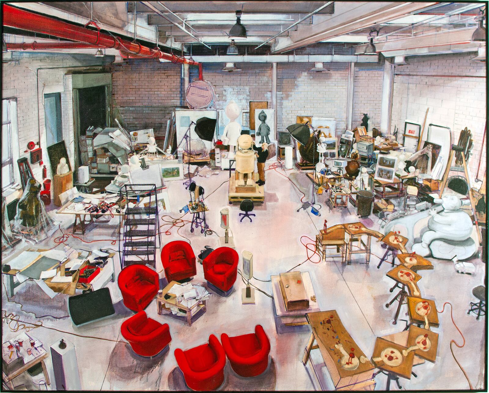 Joe Fig created a miniature replica of artis Tom Otterness’ studio then made a painting of it. Fig’s work is on display at the Dayton Art Institute. This piece is on loan from the James F. Dicke Family Collection. COURTESY PHOTO