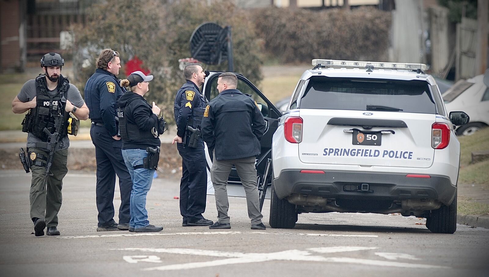 Two people were shot Monday morning, Jan. 2, 2023, in the 100 block of South Race Street, the day after a Springfield man was shot and killed in the same block. MARSHALL GORBY \STAFF