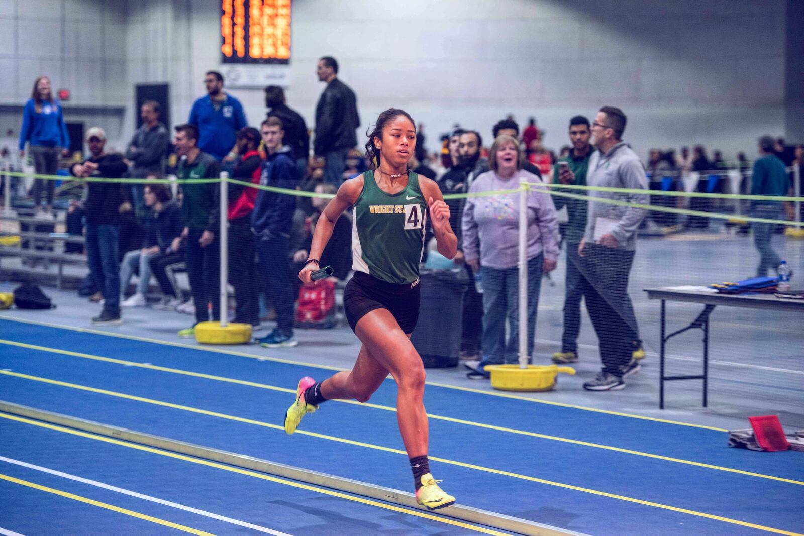 Cameron Campbell, a sprinter out of Springboro High School, competes in an indoor meet for Wright State. CONTRIBUTED