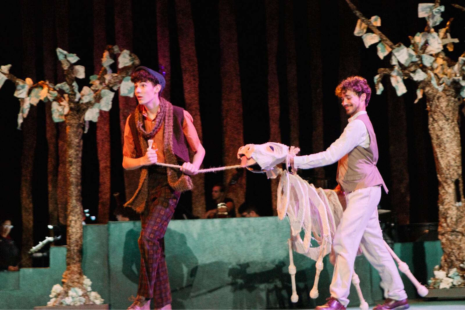 Sully Crinion (left as Jack) and Reefe Carter (Milky White) in Epiphany Players Drama Ministry's production of "Into the Woods." PHOTO BY CARMEN NAUSEEF