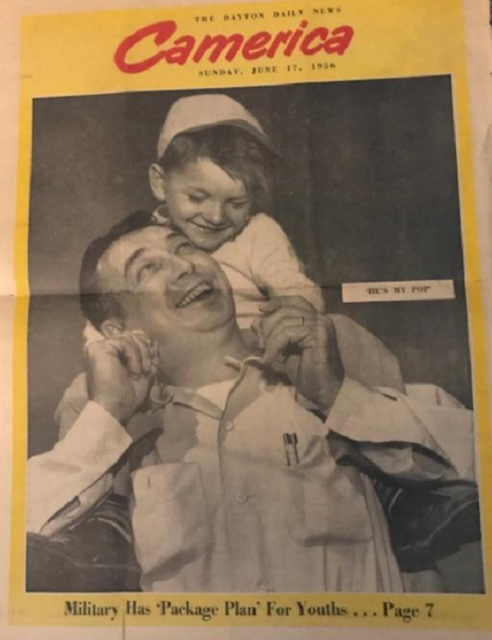 Gary Zembo of Beavercreek was featured on the front page of the Dayton Daily News’ Camerica magazine insert in 1956 with his late father, Tony (CONTRIBUTED PHOTO).