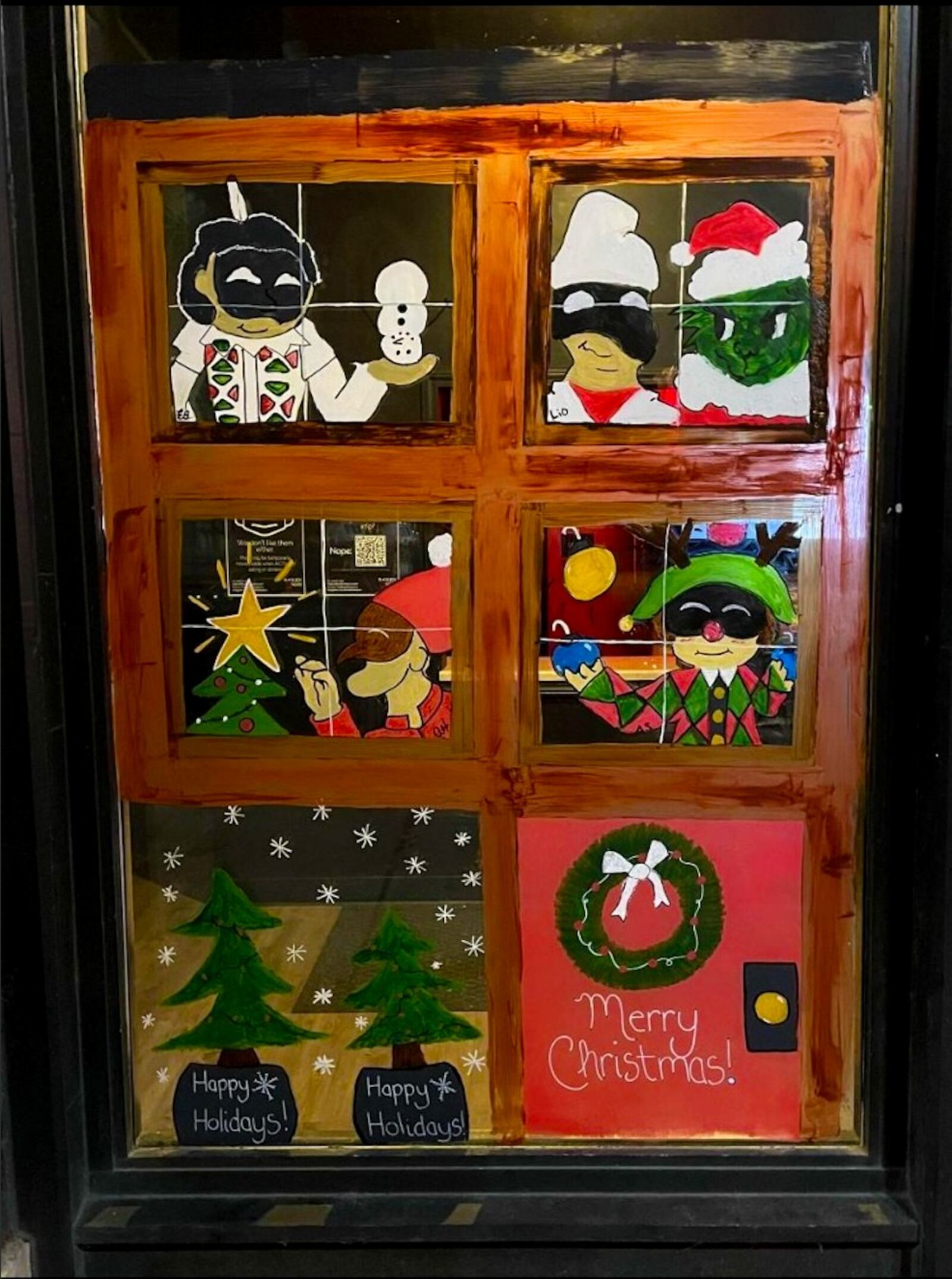 Dayton Black Box Improv Theater, entrant in the Whimsical Windows decorating contest put on by the Downtown Dayton Partnership in 2021.