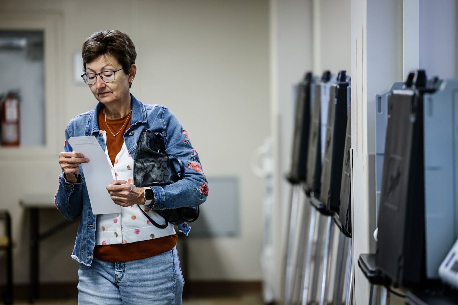 Pat Wabler votes early on Friday April 28, 2023 at the Montgomery County Board of Election on West Third Street. Election day is Tuesday May 2, 2023. JIM NOELKER/STAFF

 JIM NOELKER/STAFF