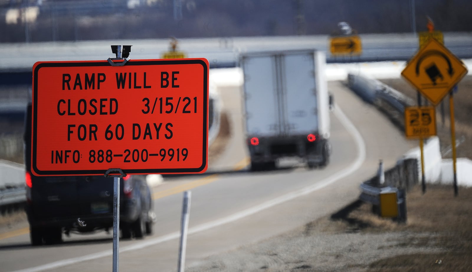 Ohio Departement of transportation will close the Interstate 70 eastbound ramp to Interstate 75 northbound on Monday, March, 15, through Monday, May 17, for saftey inprovements. MARSHALL GORBY\STAFF