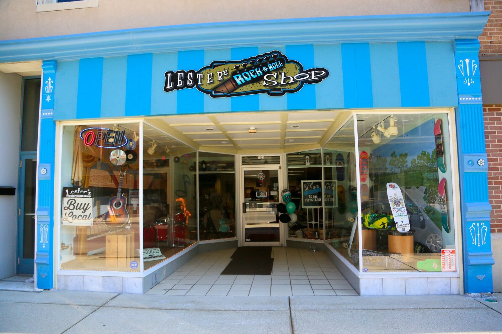 The new Lester’s Rock N Roll shop on Central Avenue in Middletown features everything from guitars, drums and other musical instruments, to T-Shirts, records and skateboards. GREG LYNCH / STAFF