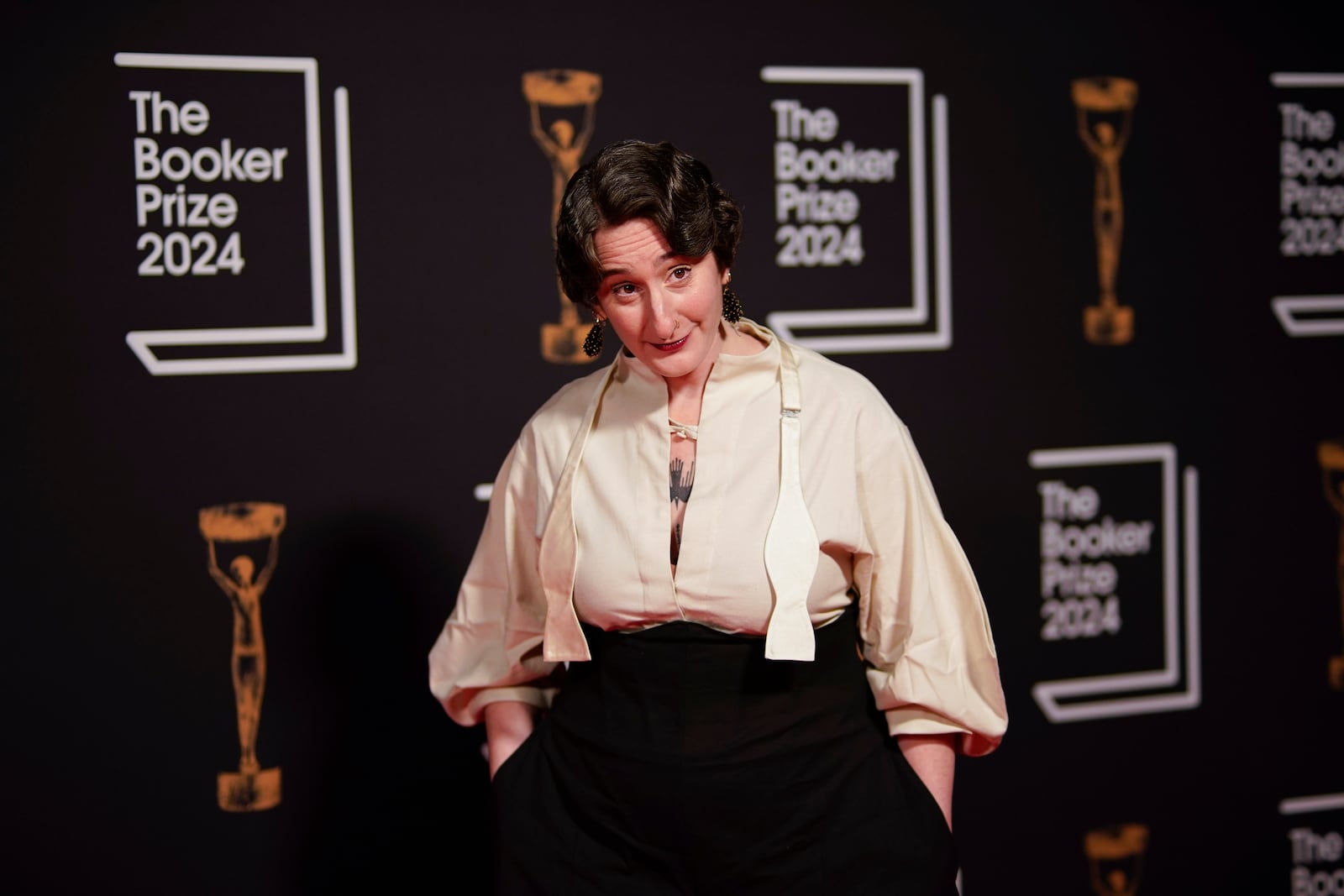 Yael Van Der Wouden arrives at the Booker Prize award dinner in London, Tuesday, Nov. 12, 2024. (AP Photo/Alberto Pezzali)