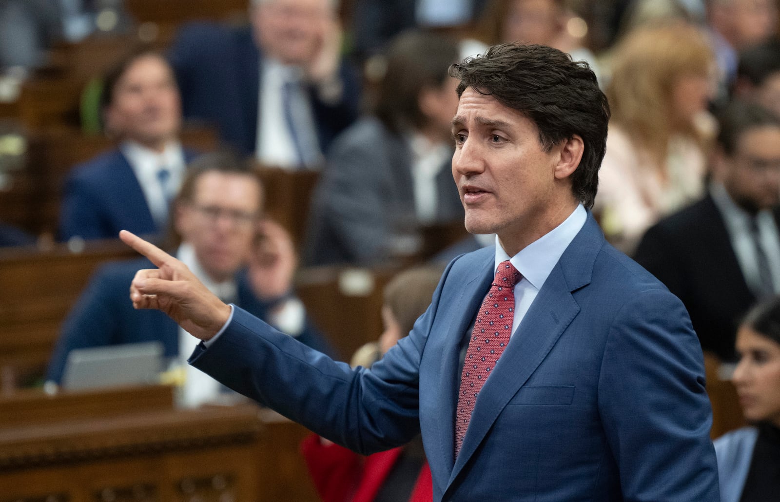 Canada Prime Minister Justin Trudeau responds to a question during Question Period, in Ottawa, Wednesday, Oct. 23, 2024. (Adrian Wyld/The Canadian Press via AP)