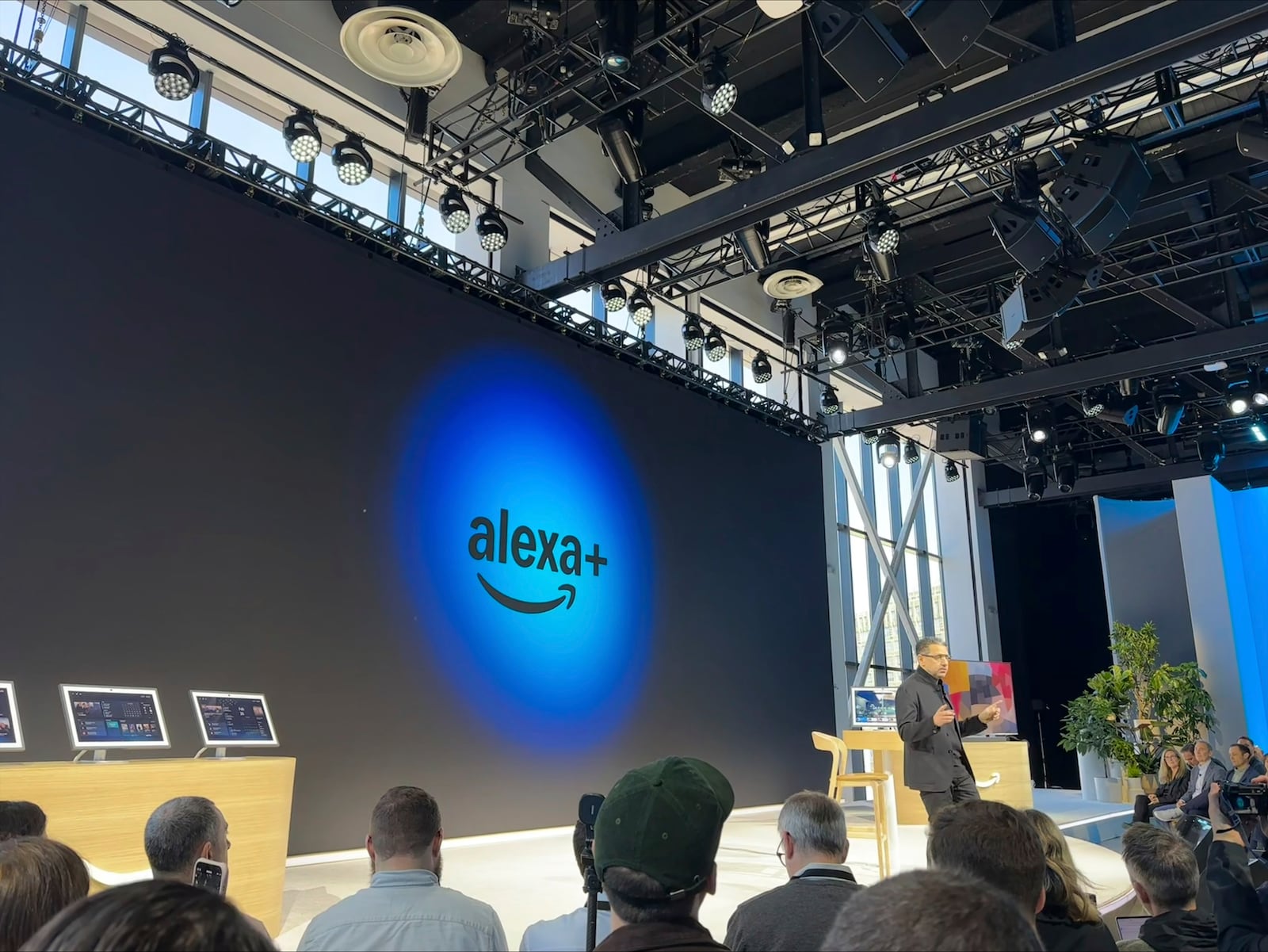 People attend an event where Amazon on Wednesday, Feb. 26, 2025 unveiled a generative-AI infused Alexa that it says will allow the popular voice assistant to have more personality, check a user’s tone and even plan romantic dates. (AP Photo/Wyatte Grantham-Philips)