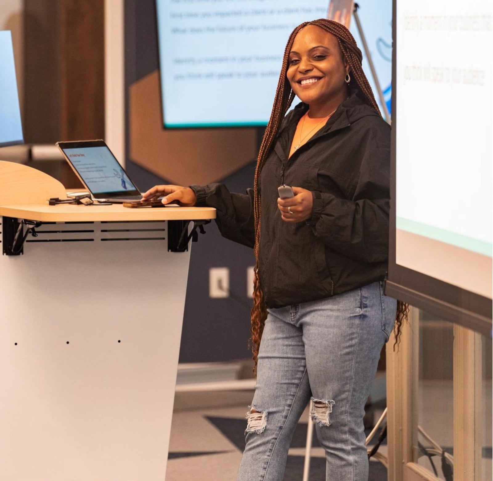 Te'Jal Cartwright, owner of Lore Storytelling, facilitating a workshop at The Hub Dayton.