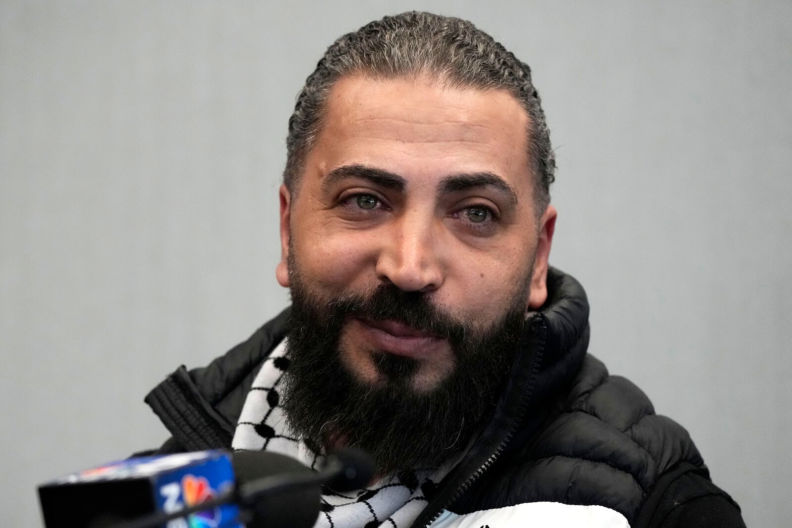 Odai Alfayoumi, father of 6-year-old Palestinian boy Wadee Alfayoumi, speaks at a news conference at the Will County Courthouse after a jury found defendant Joseph Czuba found guilty of murder and hate crime charges, Friday, Feb. 28, 2025, in Joliet, Ill. (AP Photo/Nam Y. Huh)